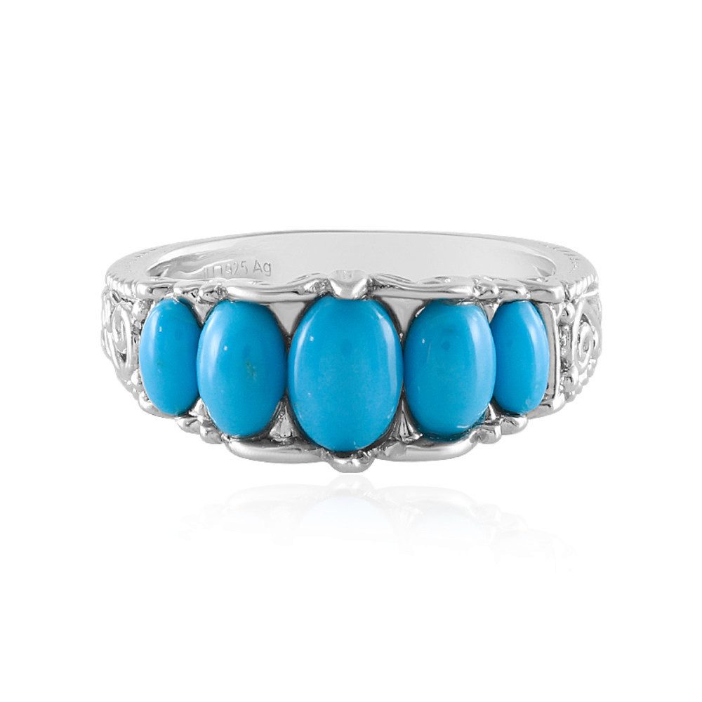 Silberring Cavill Ring Sterlingsilber Platin-Finish 1,80 ct Türkis Oval