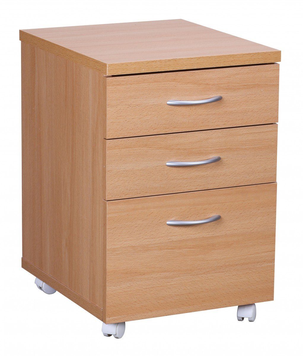 Rollcontainer Rollcontainer OTTAWA 40 x 60 x 45 cm Unterschrank mit Rollen Buche