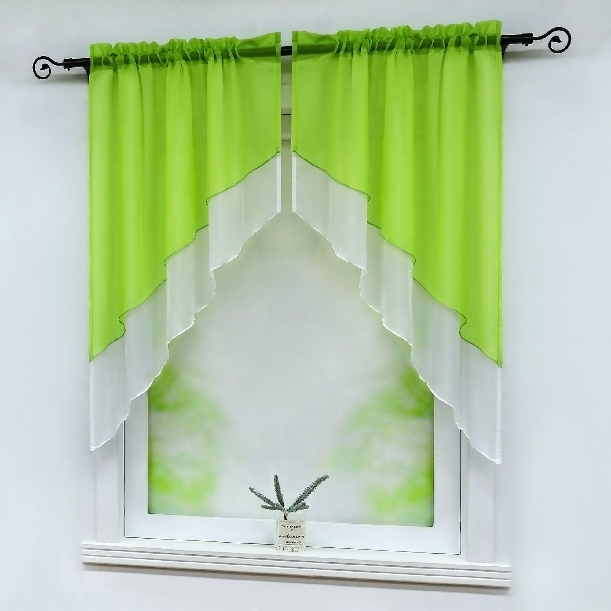 Delien Scheibengardine Beyza (2 St), Stangendurchzug, transparent, Zweifarb günstig online kaufen