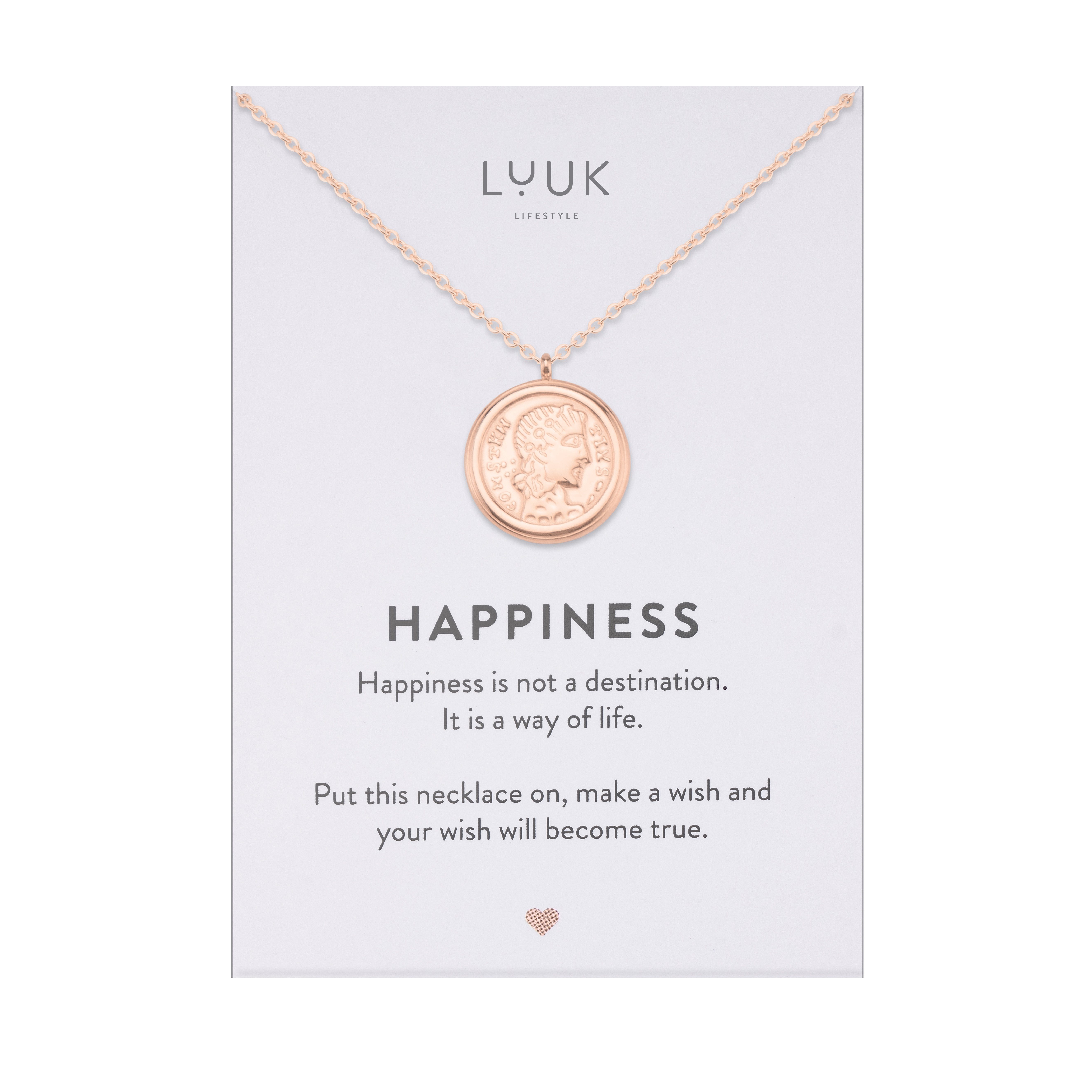 LUUK LIFESTYLE Kette mit Anhänger Kleopatra, mit Happiness Spruchkarte, tolle Geschenkidee
