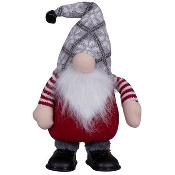 Christmas Paradise Weihnachtsfigur Tanzender Wichtel 24cm (40cm) mit Musik, (Dekofiguren, 2 St., im Set), Weihnachten, rot grau