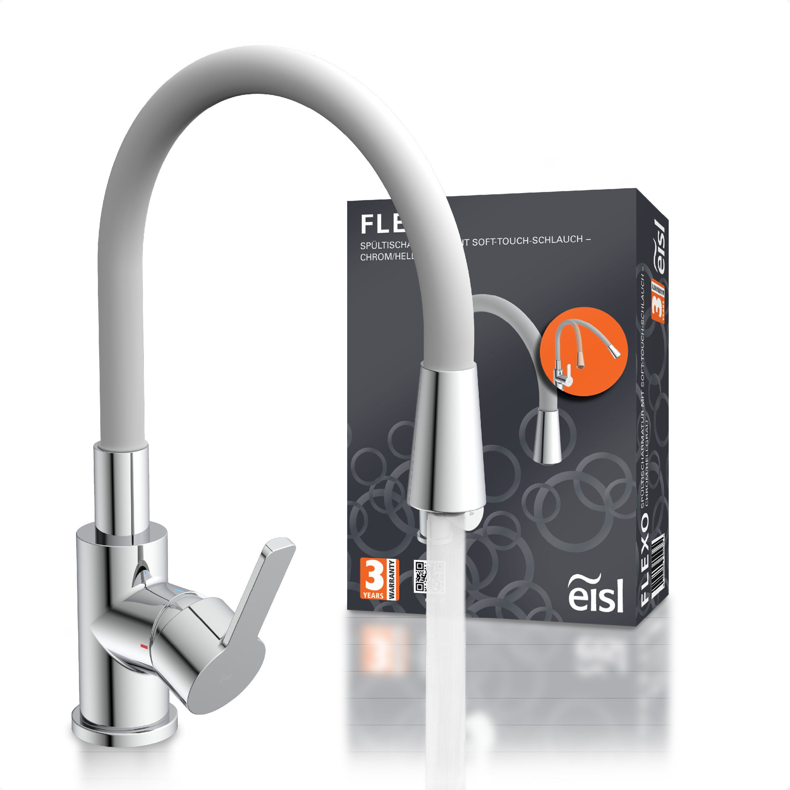 Eisl Spültischarmatur Flexo Küchenarmatur, flexibel, Soft-Touch, Eco-Click, Cold-Start, 360°
