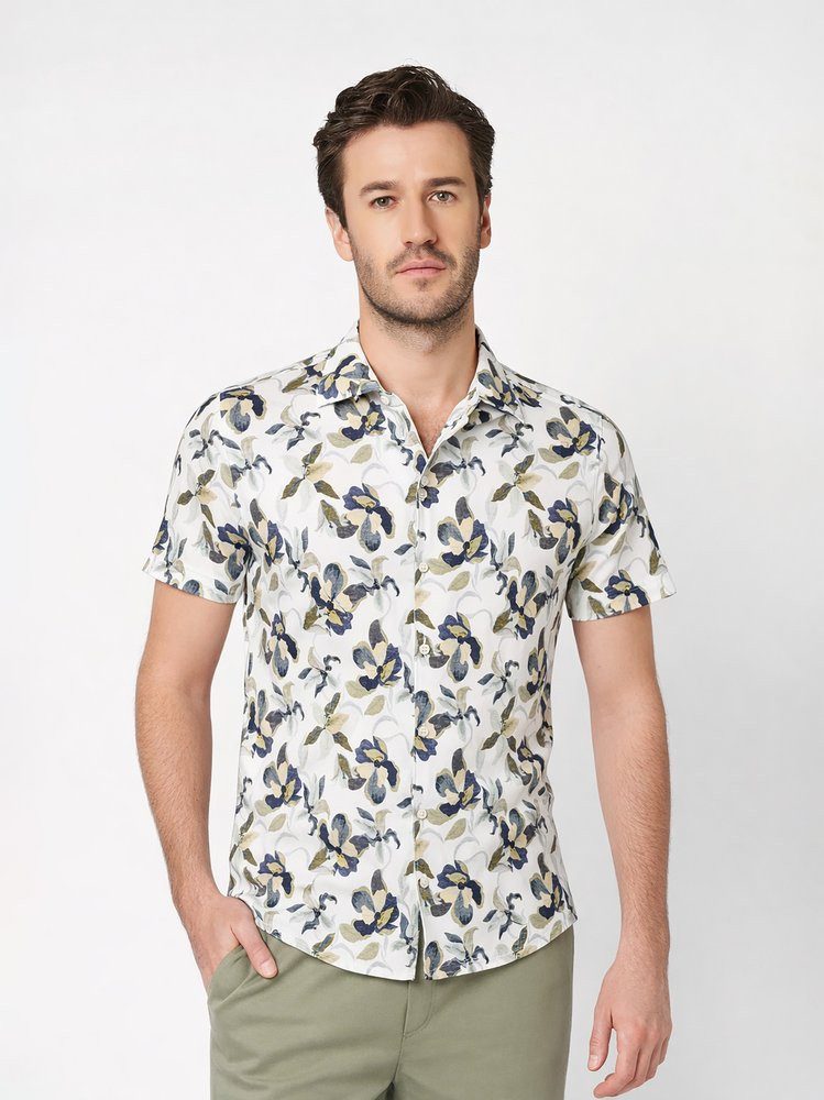 DESOTO Kurzarmhemd Casual Kent 1/2 Jerseyhemd, Kentkragen, slim fit