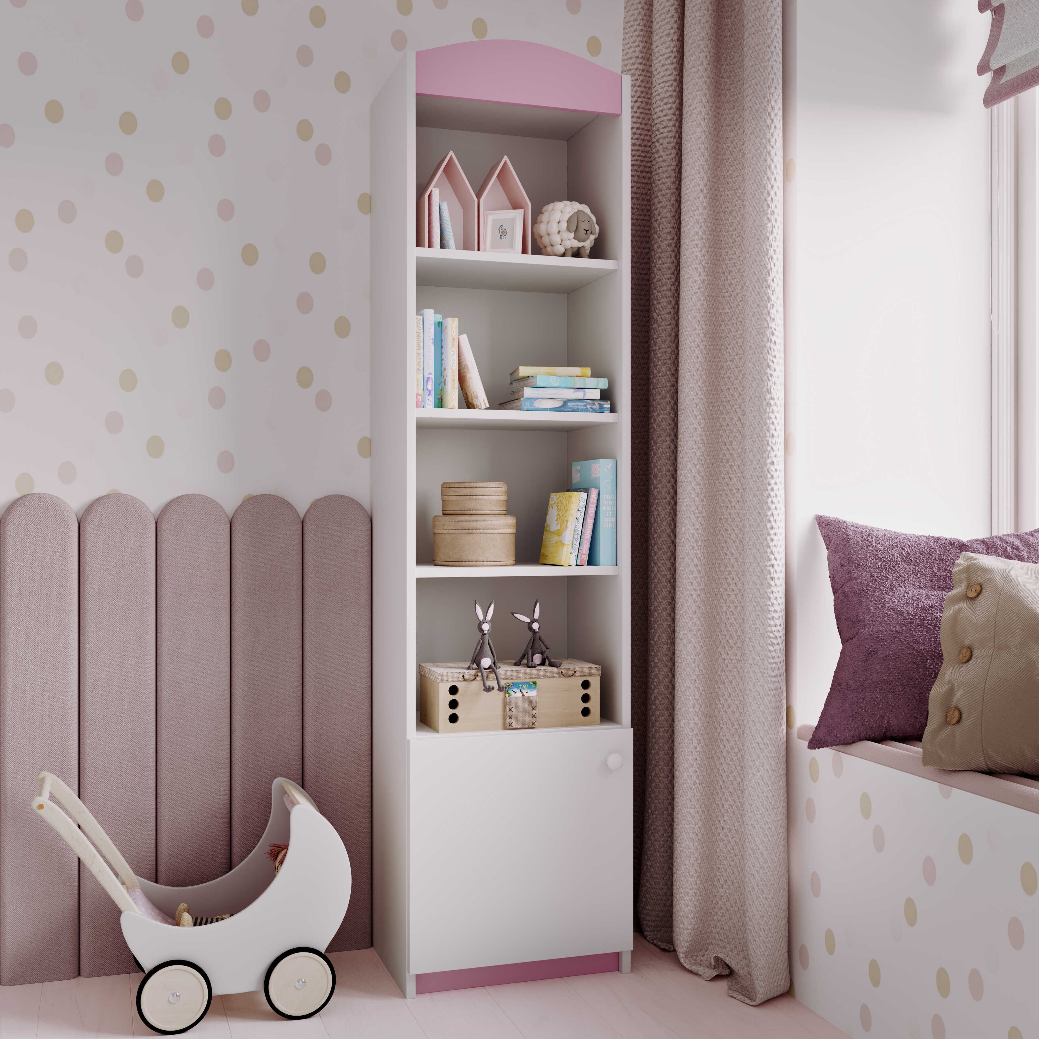 Tür Einlegeböden rosa Abschließbarer und Einzelbücherregal, mit Ablagefach 4 mit Babydream Bjird Bücherregal