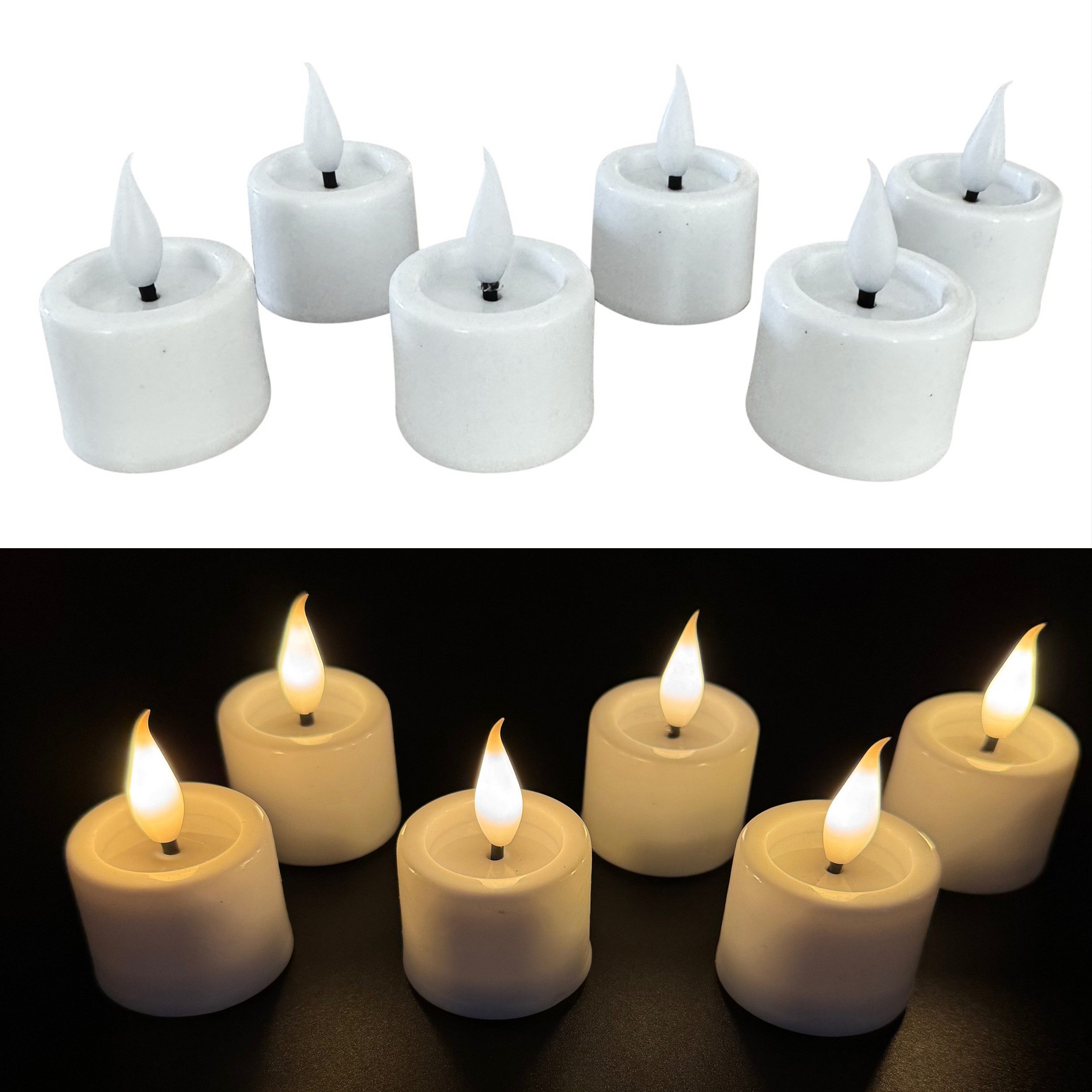 LED-Kerze 6er Set LED Teelichter mit spiegelnder Flamme, Fernbedienung und Timer