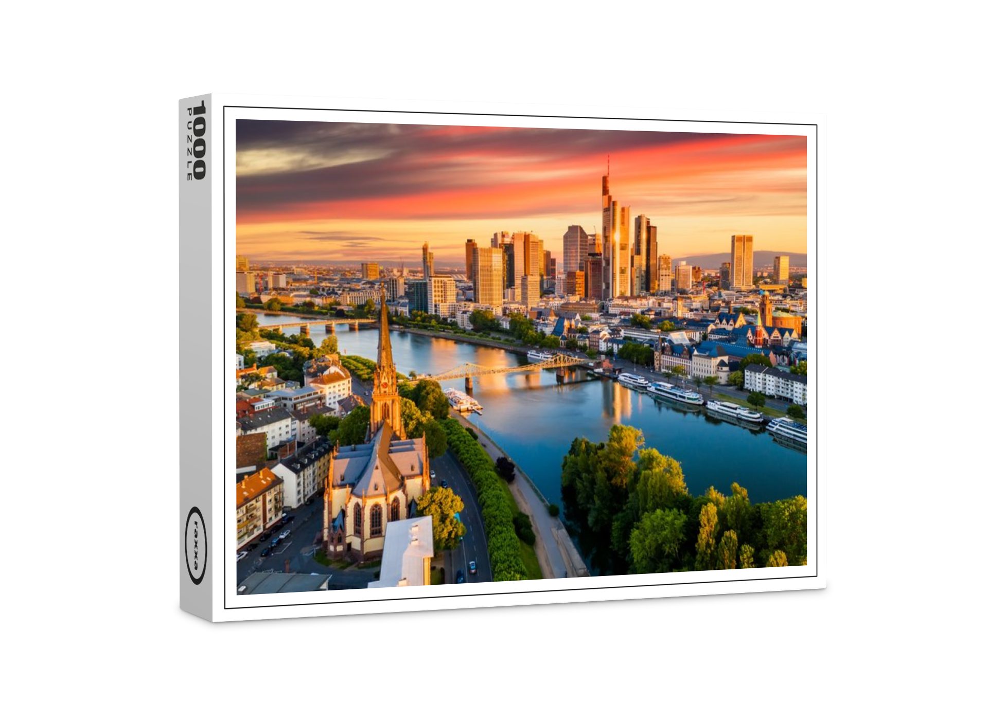 raxxa Puzzle PremiumPuzzle "Frankfurt am Main beim Sonnenuntergang.", FSC®, 1000 Puzzleteile