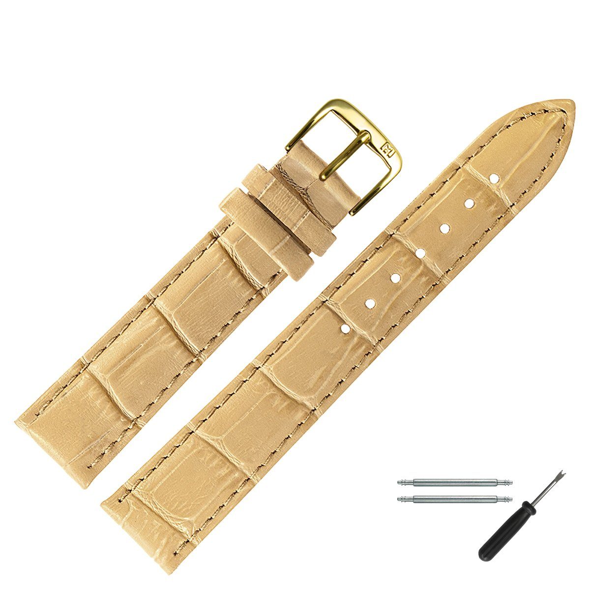 MARBURGER Uhrenarmband 14mm Leder Alligator Prägung