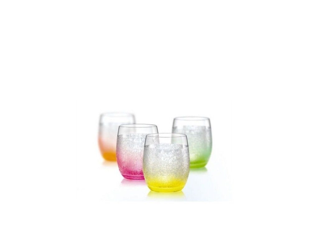 Crystalex Becher Neon Frozen 300 ml 4er Set, Kristallglas, mehrfarbig, Neonfarbig, Kristallglas, Kristallglas besprüht