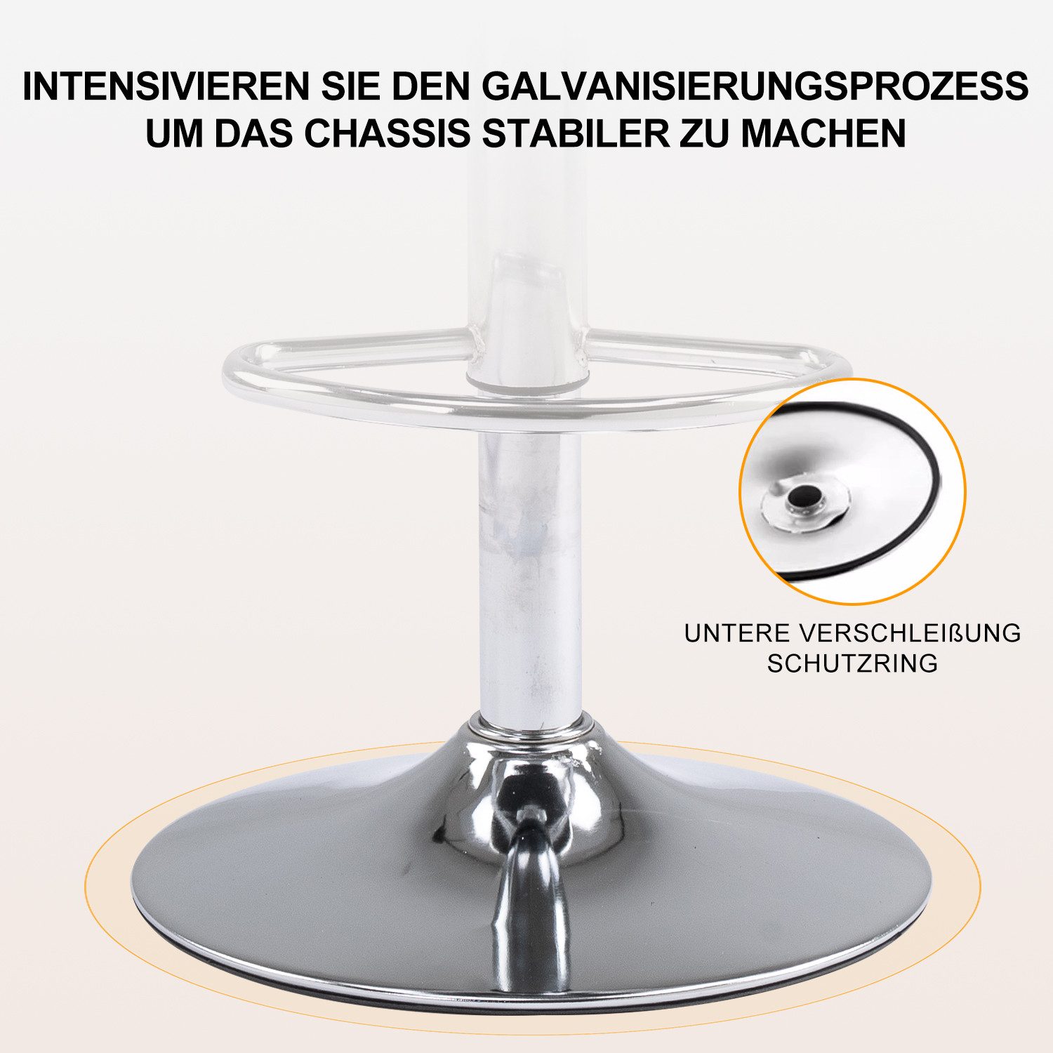 FOXSPORT Barhocker Höhenverstellbar, Höhenverstellbar, um 360° drehbar