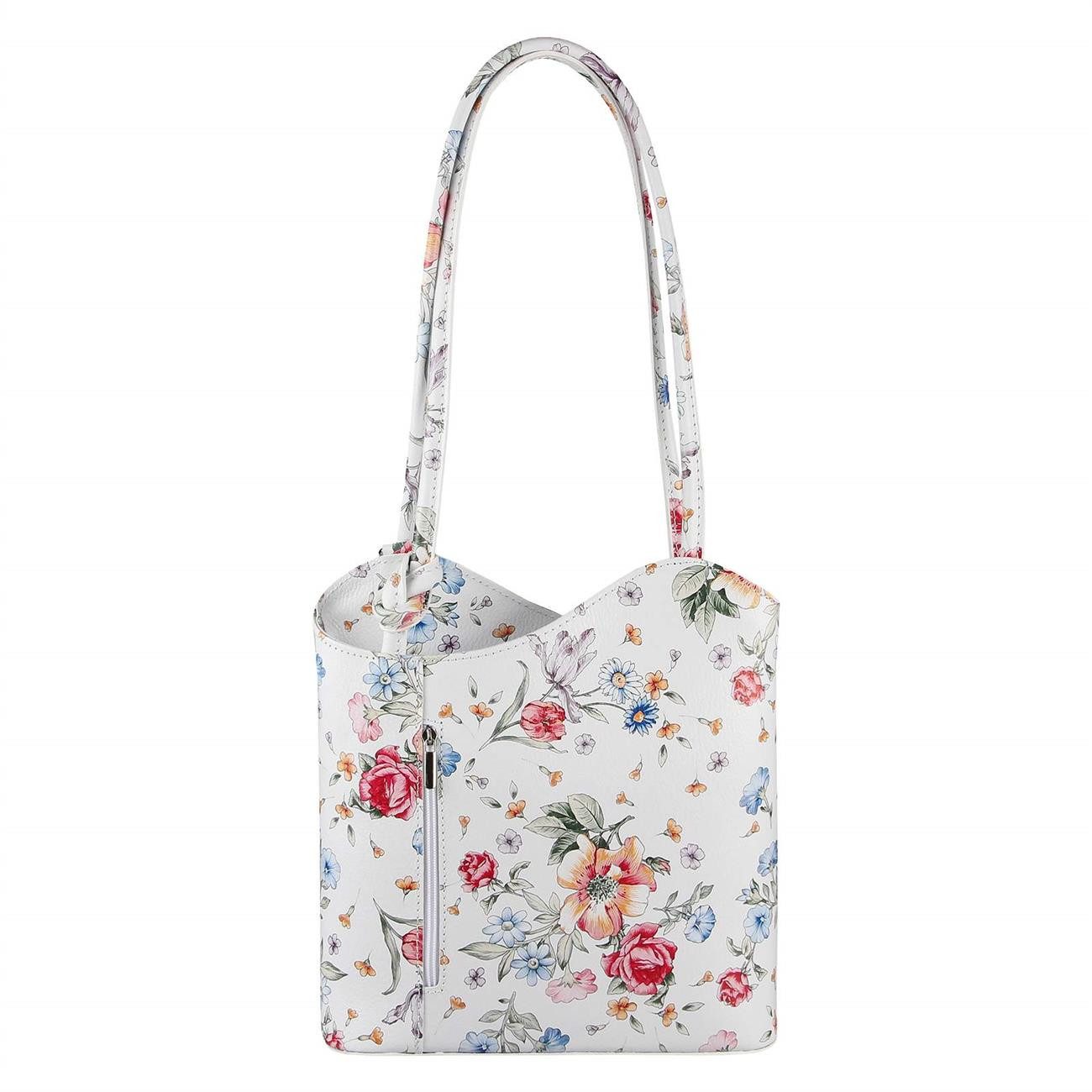 ITALYSHOP24 Rucksack Made in Italy Damen Leder Tasche Schultertasche, als Rucksack & Handtasche/Schultertasche tragbar