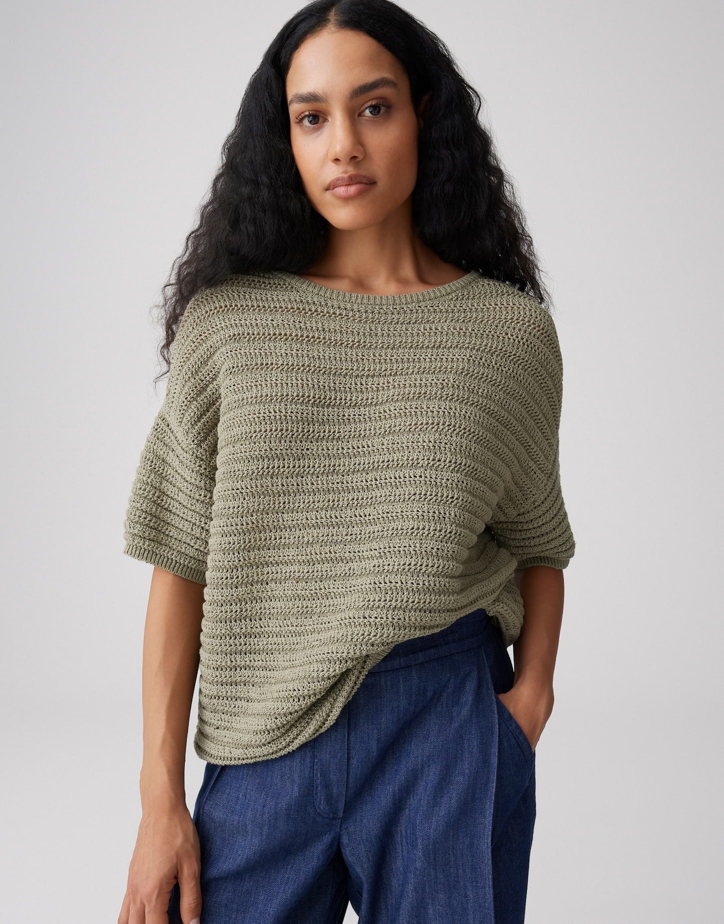 OPUS Strickpullover Pinse breath aus Grobstrick mit dezente Struktur Lochstrickmuster, Casual – ideal für Alltag und moderne Looks