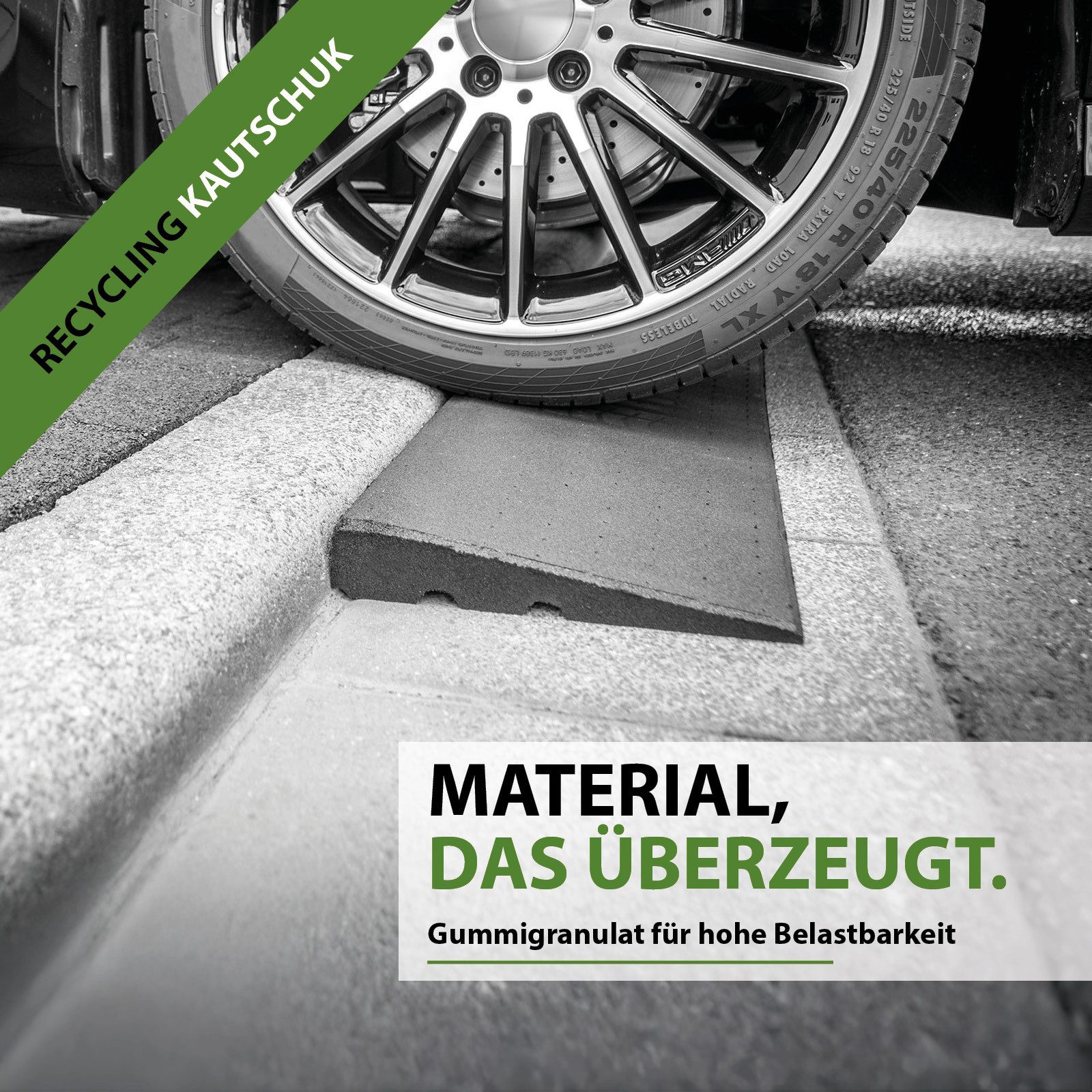 TRUTZHOLM Auffahrrampe 2er Set Gummi Höhe 45 mm Länge 1000 mm Bordsteinrampe Auffahrrampe (2er Set, 2-St), Integrierte Drainage, geringes Gewicht, flexible Nutzung