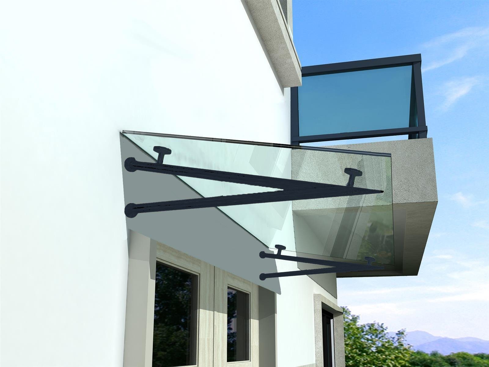 BuyLando.Shop Vordach BuyLando.Shop CL-V7016 - 120x90cm Glasvordach - Vordach - Pavillion -