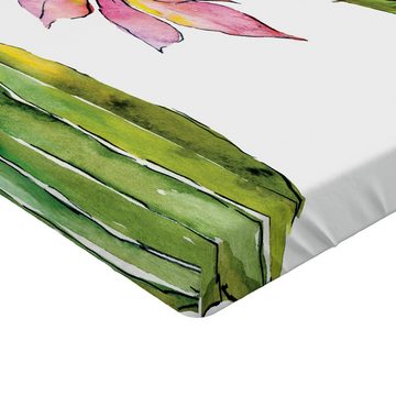 Spannbettlaken Soft Dekorativer Stoff Bettwäsche Rund-um Elastischer Gummizug, Abakuhaus, Pflanze Aquarell Succulents