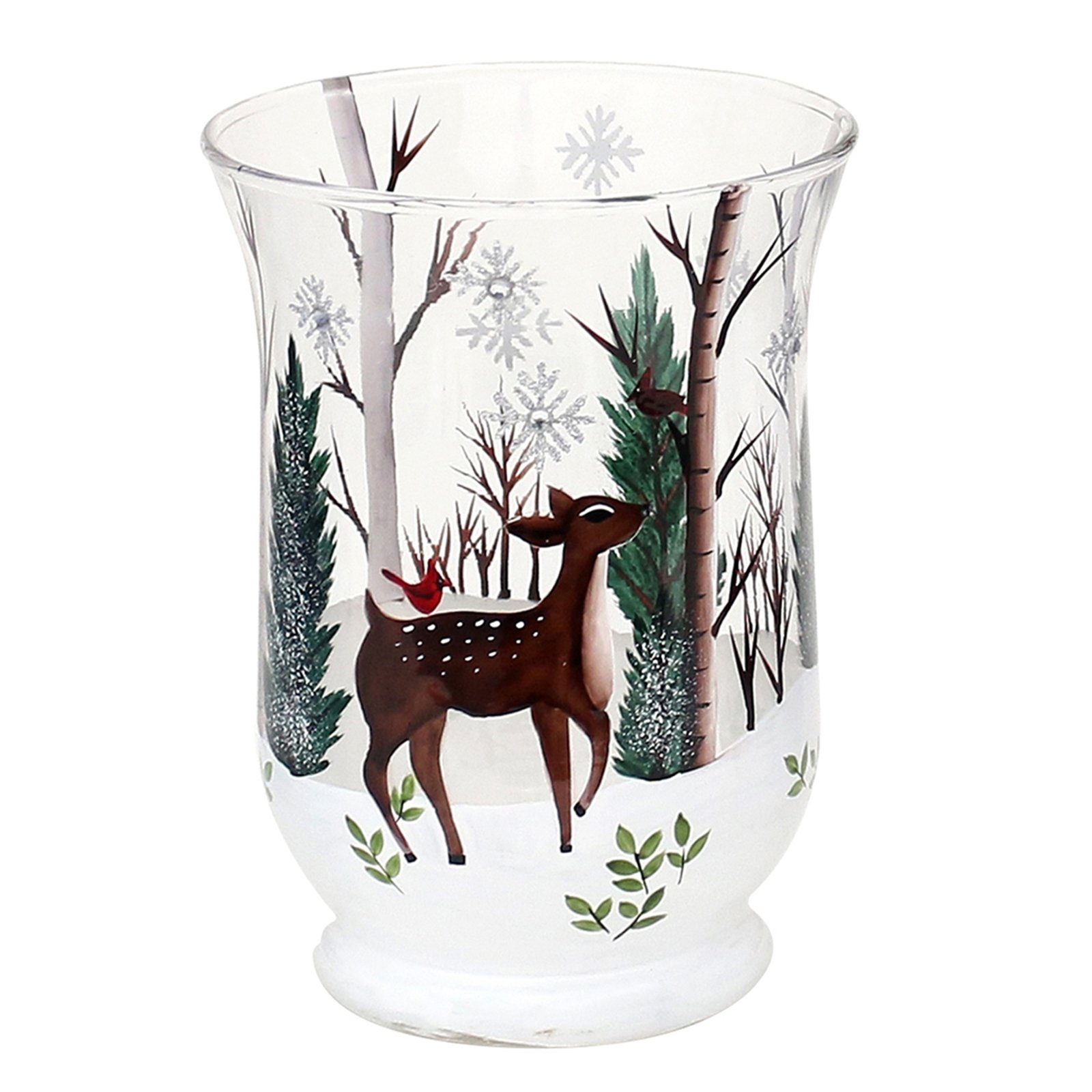 St) Glas Wintermotiv Ø Reh (1 11 cm SIGRO mit Teelichthalter Teelichthalter