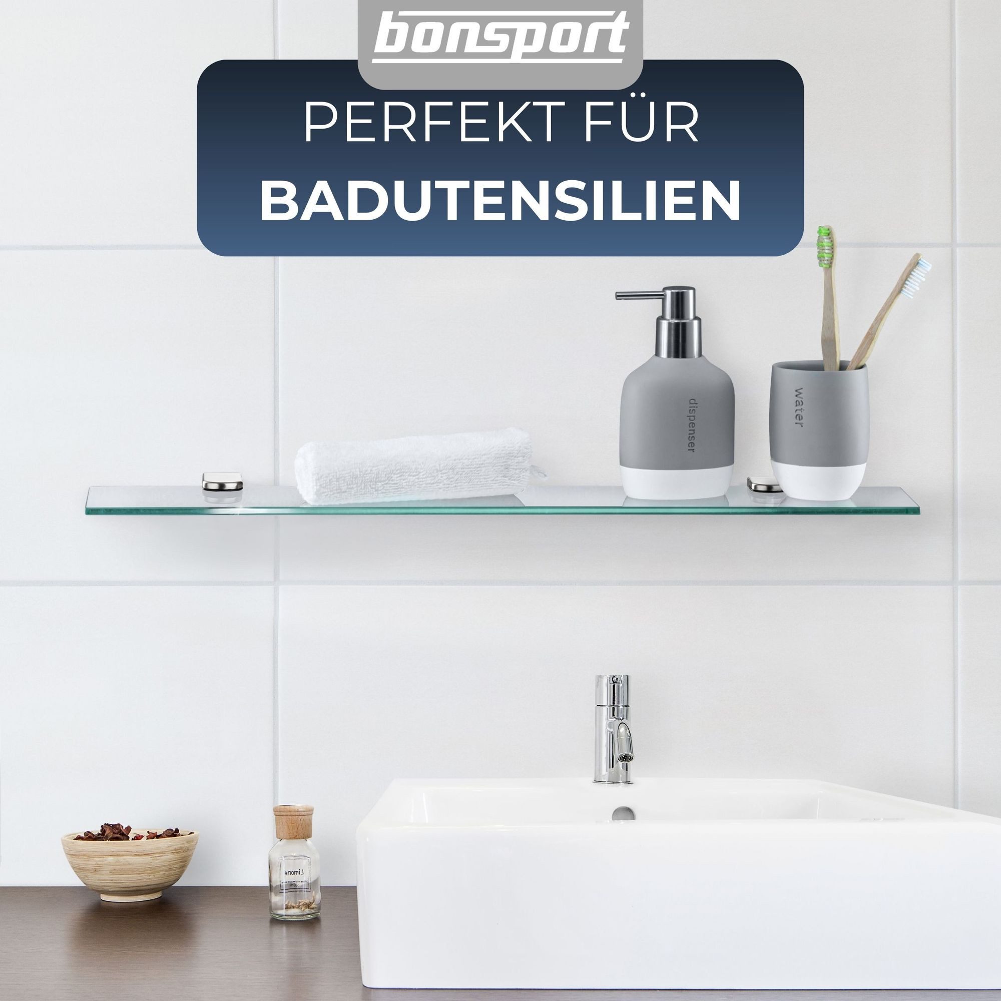 bonsport Badregal Glas Regal, Glasregal Milchglas rechteckig 30 x 10.16 x 0 günstig online kaufen
