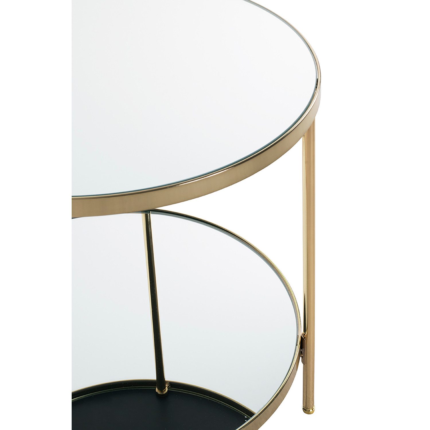 HAKU Beistelltisch Beistelltisch vermessingt - Sofatisch Spiegel - H 46 x Ø 45 cm (1xBeistelltisch, Dekotisch - kleiner Tisch), Beistelltisch aus Metall