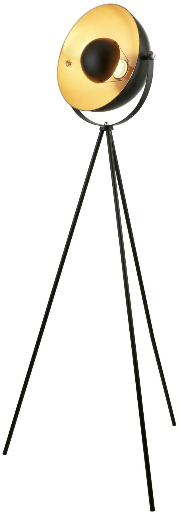 Searchlight Baustrahler Blink Tripod Floor Lamp - Schwarz mattes Metall & Gold, ohne Leuchtmittel