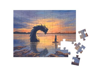 puzzleYOU Puzzle Fantasy-Drache im Wasser, 48 Puzzleteile, puzzleYOU-Kollektionen Drache, Tiere aus Fantasy & Urzeit