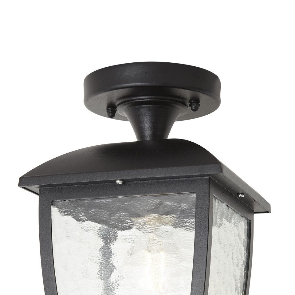 Qazqa Außen-Deckenleuchte Leuven, ohne Leuchtmittel, Neutralweiß, QAZQA Außen Decken­leuchte, e27, Schwarz, Aluminium, classic-antique