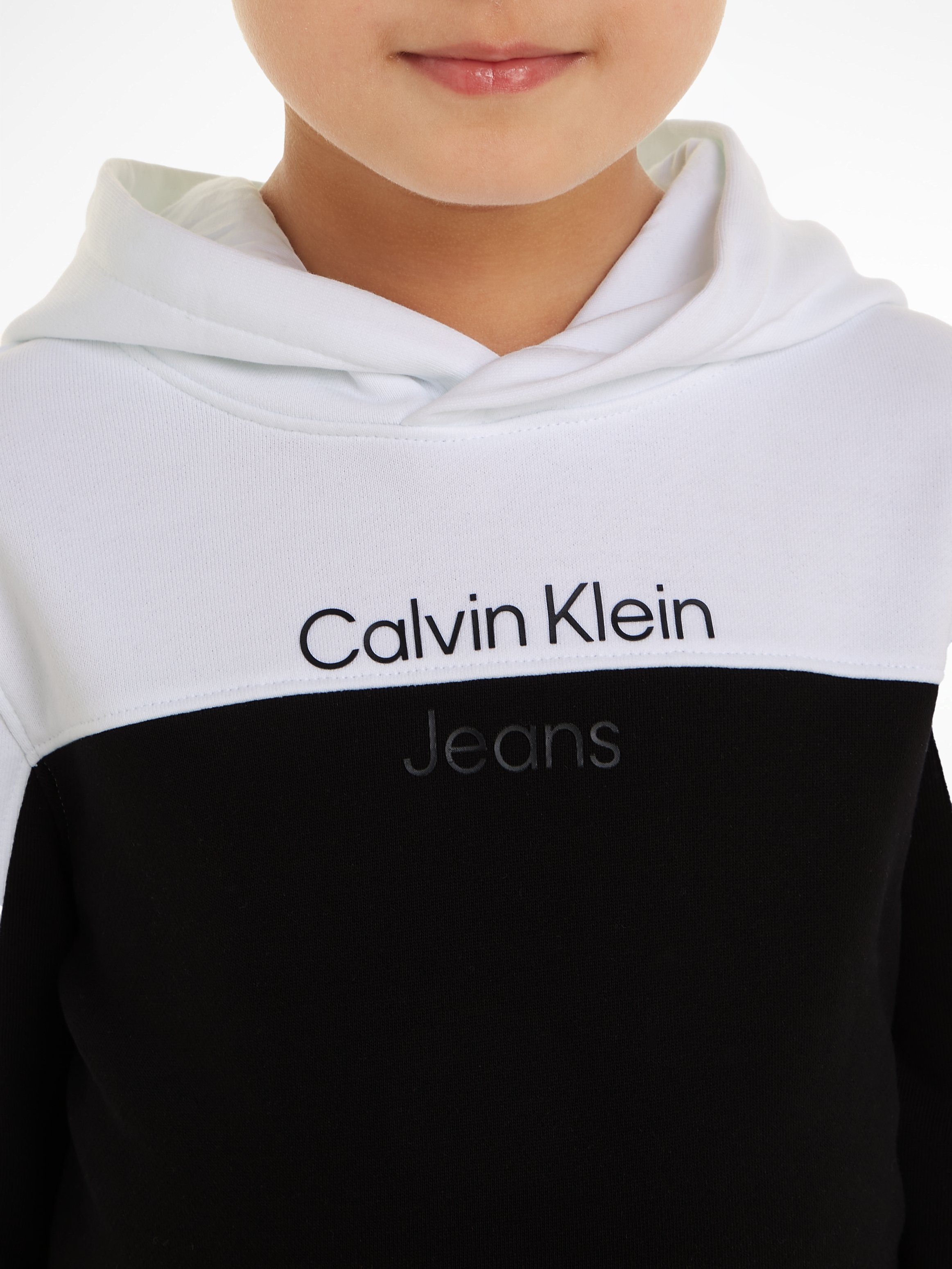 Jeans mit HOODIE Calvin BLOCK TERRY Klein Black Sweatshirt Ck Kapuze COLOR REG.