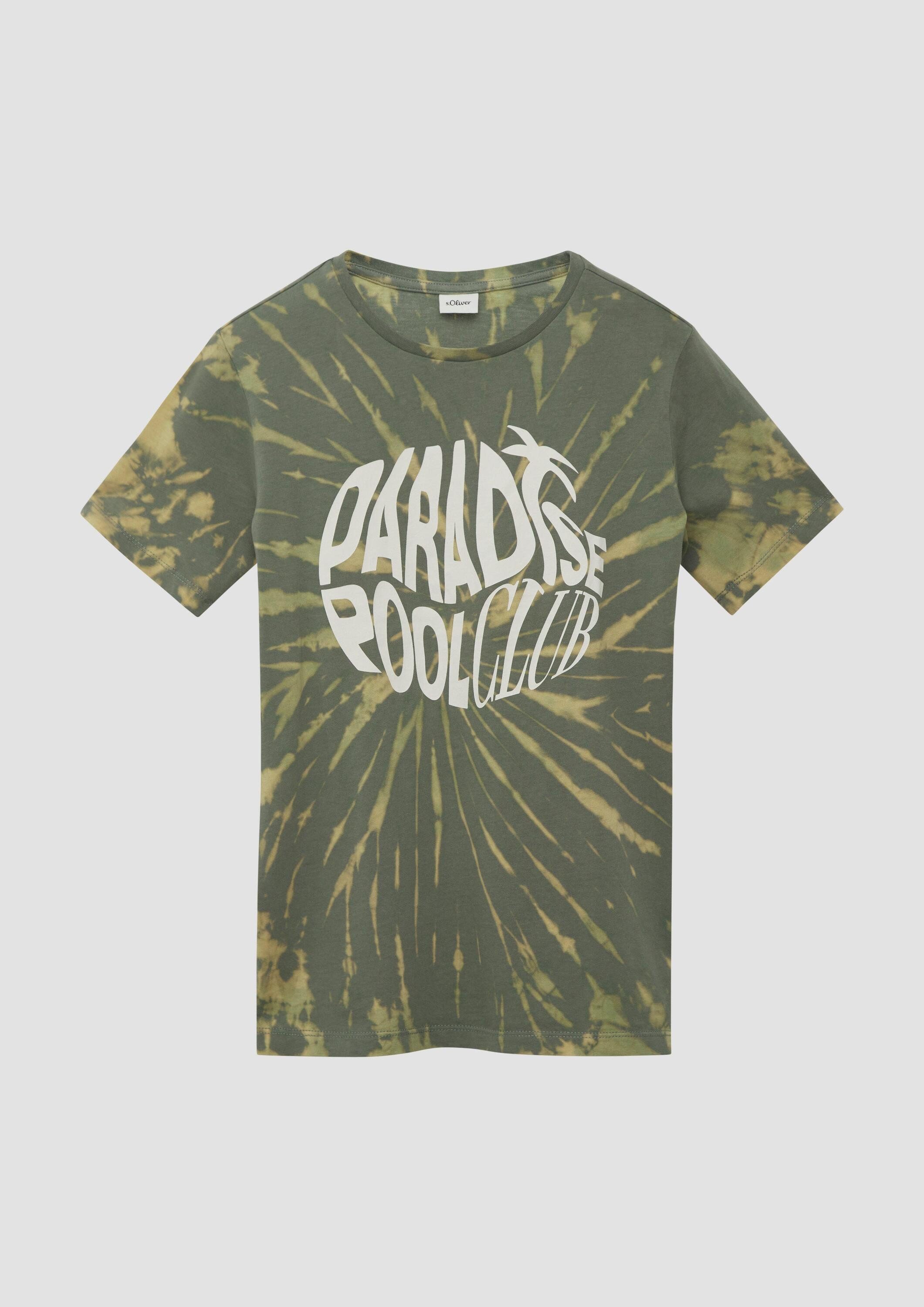 s.Oliver Kurzarmshirt T-Shirt T-Shirt mit Batikmuster und Frontprint