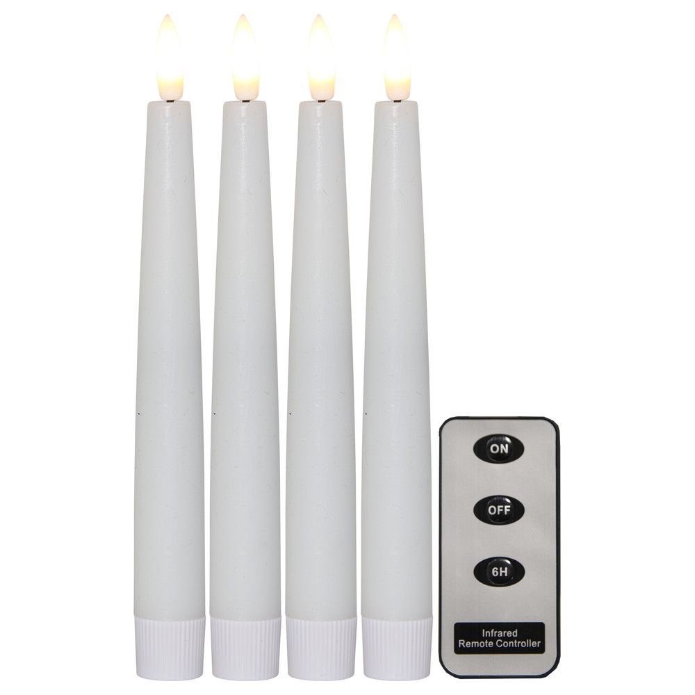 4er Leuchtmittel mit Angabe, 200x21mm, Tischleuchte in Ja, LED Weiß Fernbedienung fest Kerzen keine warmweiss, LED, verbaut, enthalten: Wachskerzen Flamme click-licht LED Set
