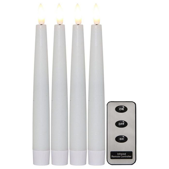 click-licht Tischleuchte LED Wachskerzen 4er Set Flamme in Weiß mit Fernbedienung 200x21mm keine Angabe Leuchtmittel enthalten: Ja fest verbaut LED warmweiss LED Kerzen
