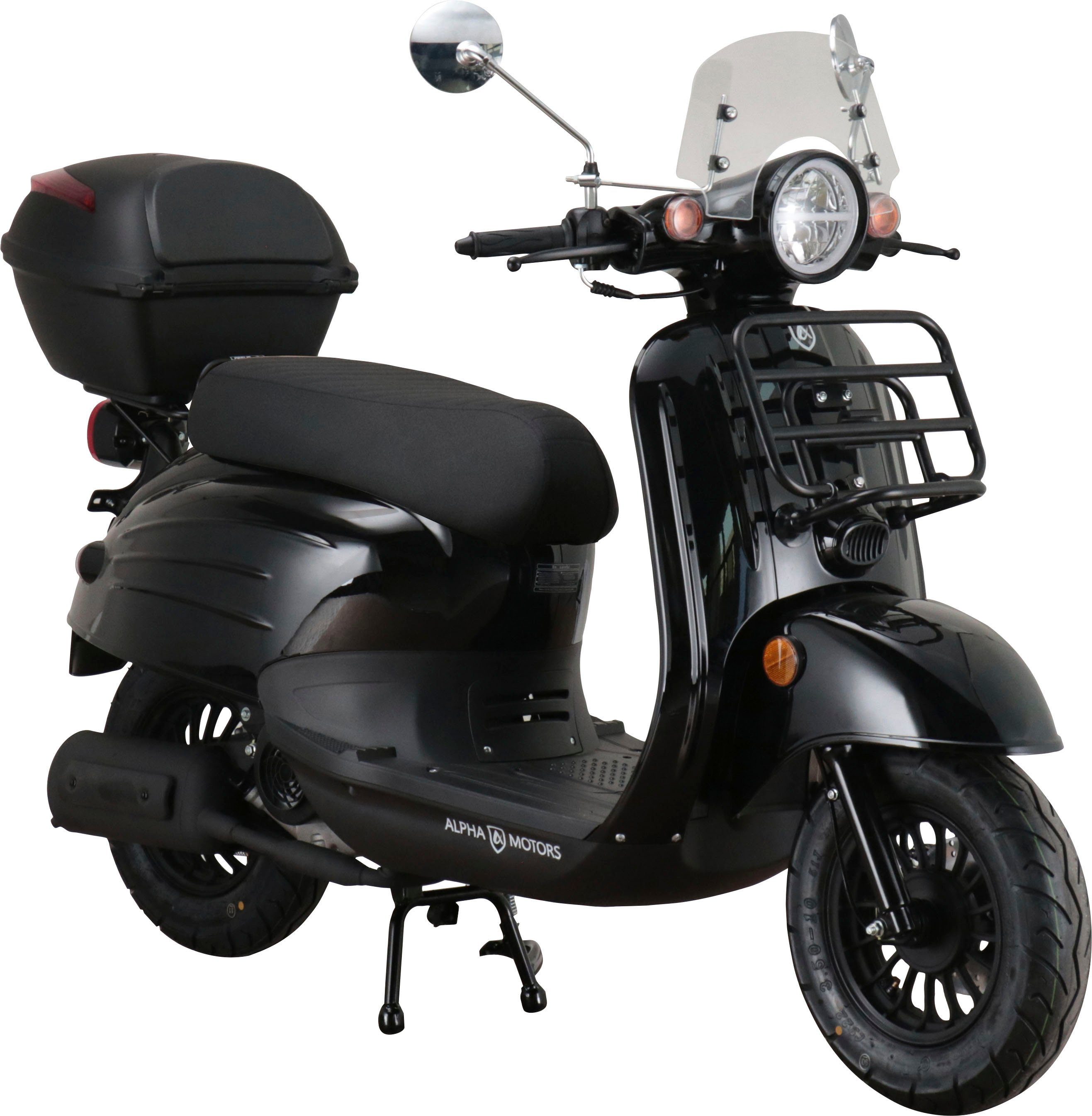 Alpha Motors Motorroller Adria, 50 ccm, 45 km/h, Euro 5, (inkl. Windschild und Topcase), mit Lenkerschloss und Windschild