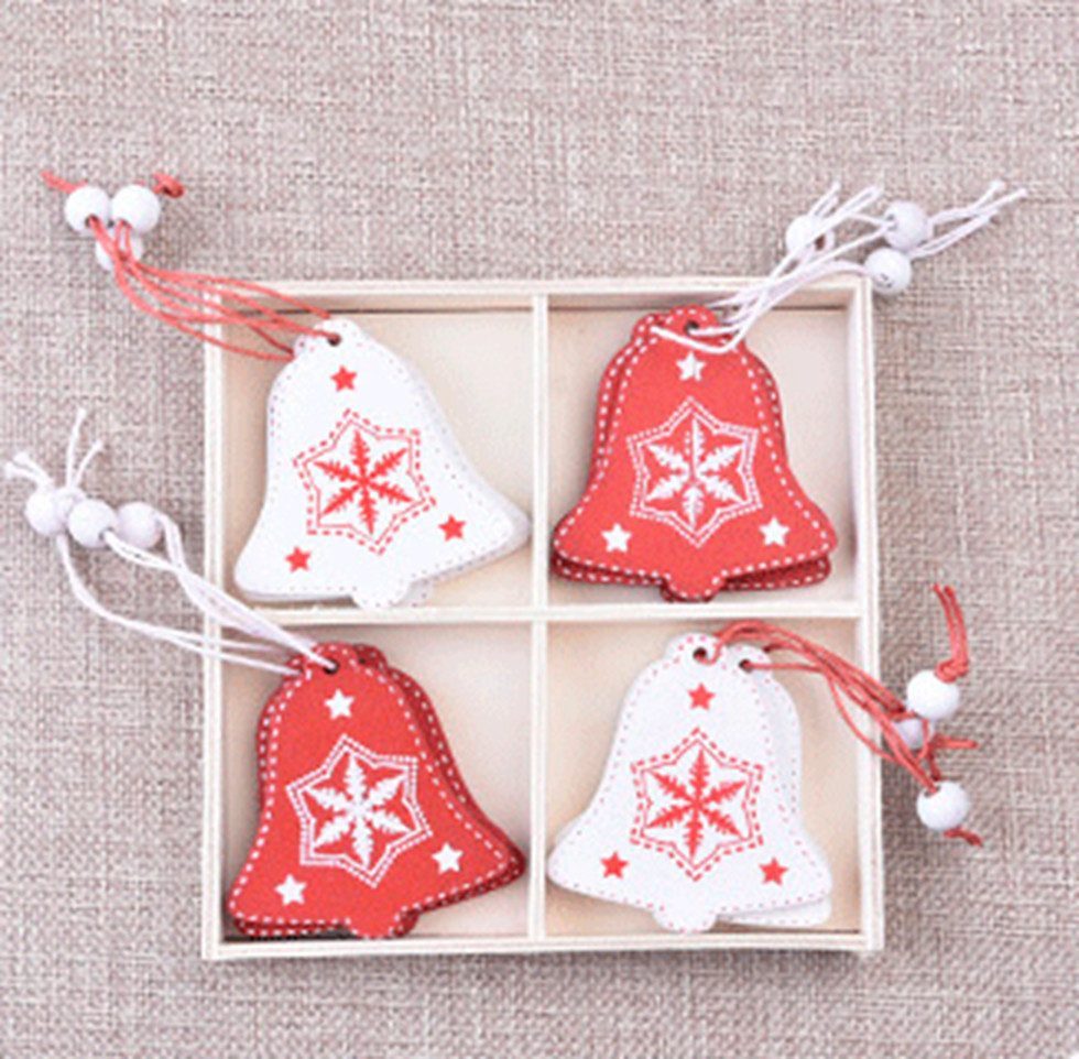 101DIYStudio Hängedekoration Weihnachtsbaumschmuck Holz 12 St in süßen Formen, Stilvoll und Festlich
