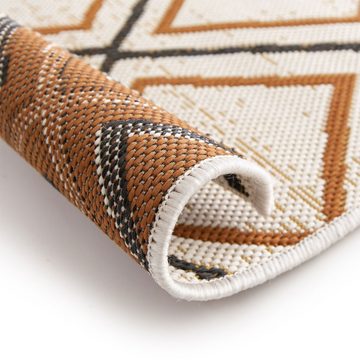 Teppich Ben Creme-Orange, 4 Größen, In- & Outdoor geeignet, 100% Polypropylen, Karat, Rechteckig, Höhe: 7 mm, pflegeleicht, Wohnzimmer