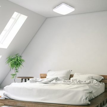 B.K.Licht Deckenleuchte LED Deckenlampe 12W 1.200lm 3.000K IP20 - BKL1306, LED fest integriert, Warmweiß, Weiß 27x27x8,2cm Quadratisch Wohnzimmer Schlafzimmer