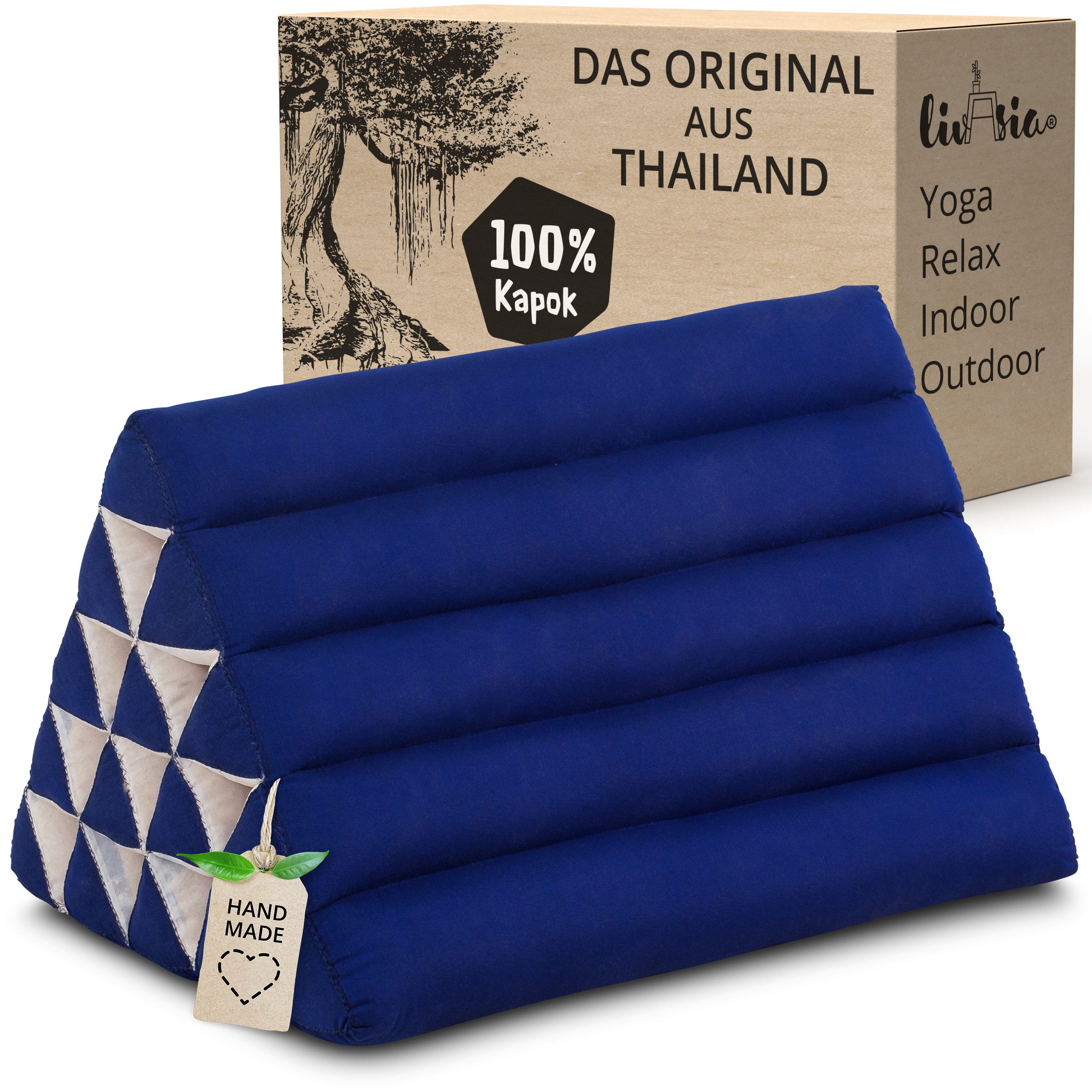 livasia Keilkissen Kapok Dreieckskissen hoch (Basic) - 40x55x36cm -, vegan, handgefertigt