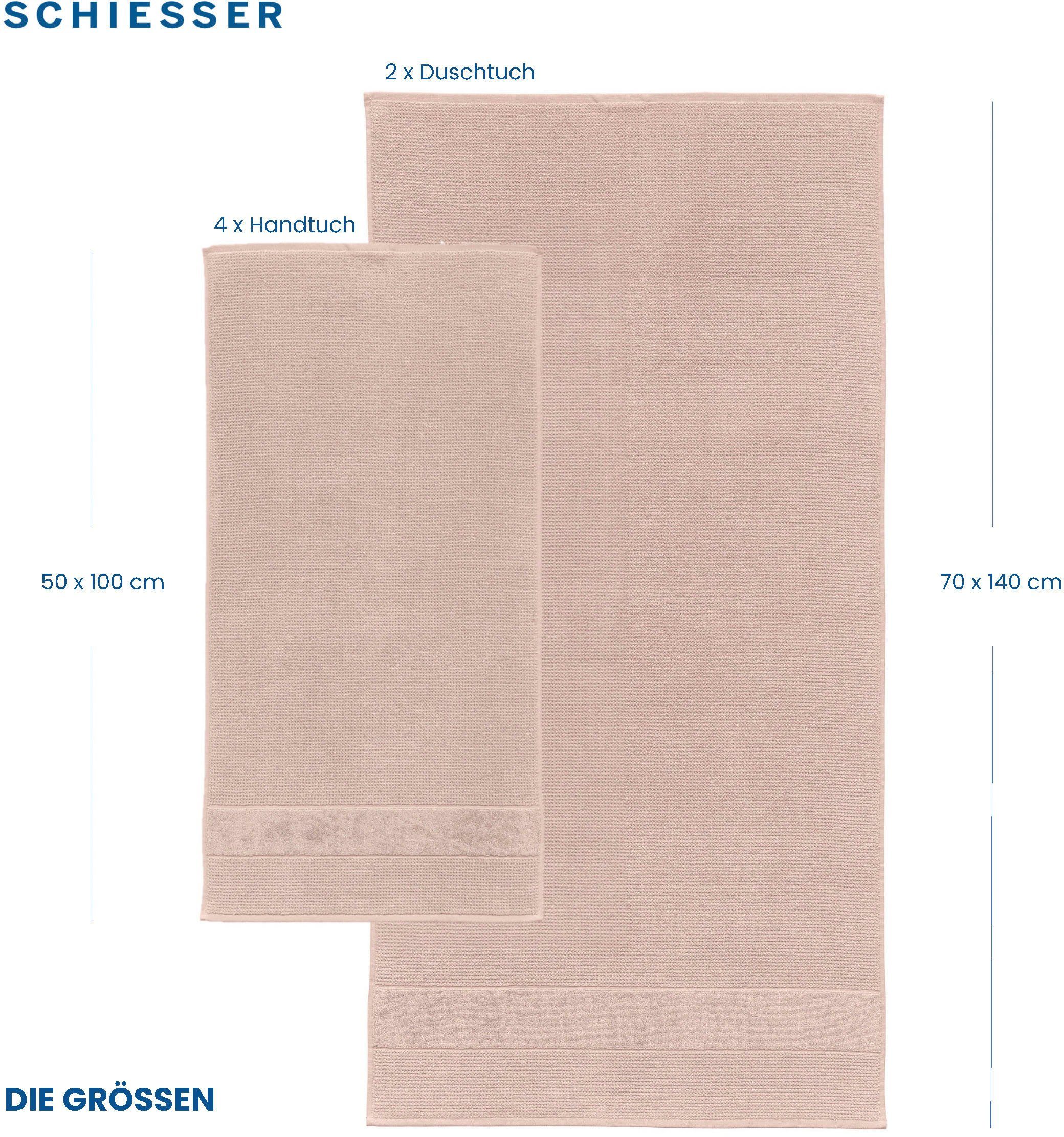 Schiesser aus OEKO-TEX®-zertifiziert Frottier MADE (4-St), Baumwolle, IN GREEN Handtücher Puderrosa 100% 4er im Set Turin by Reiskorn-Optik,