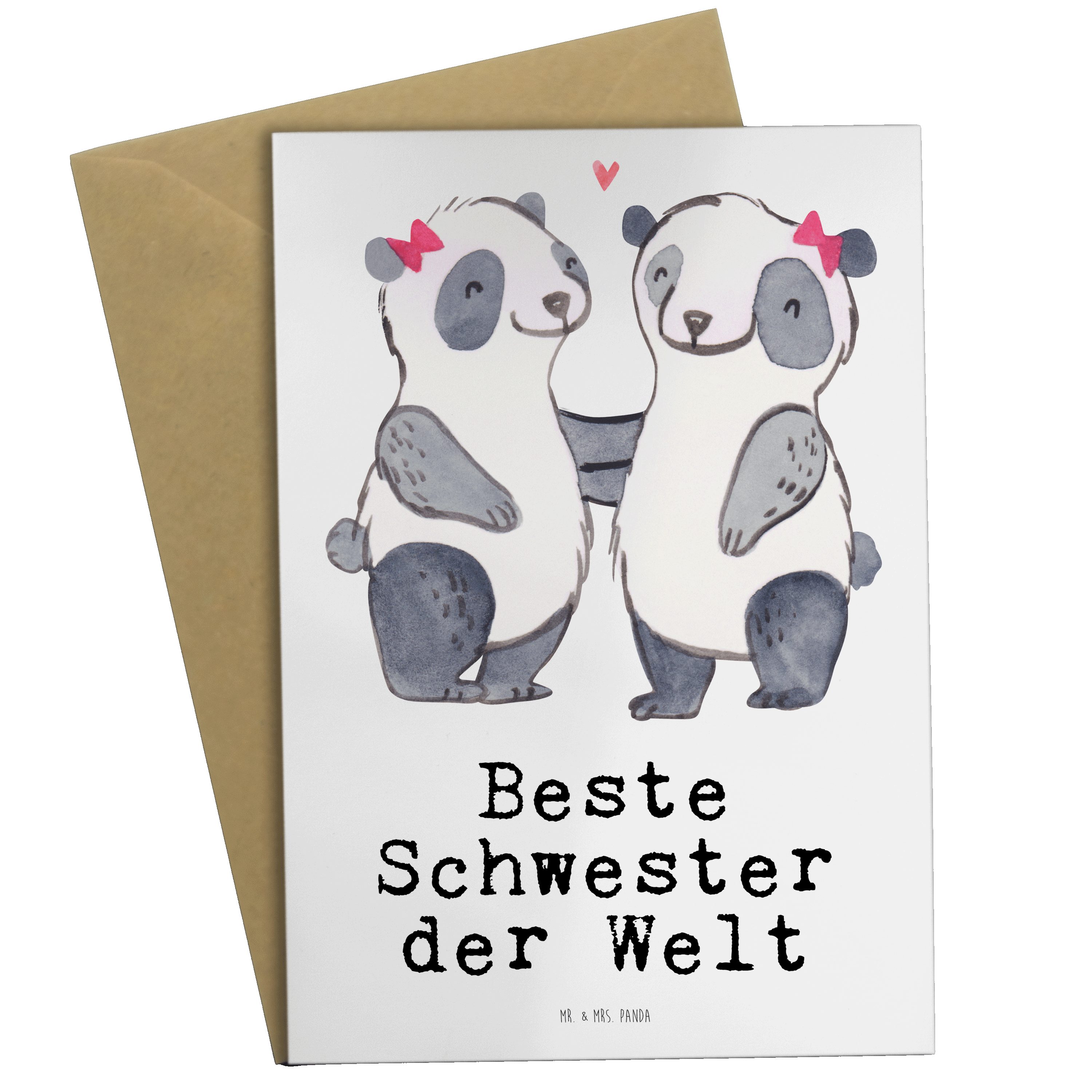 Mrs. Be Welt Grußkarte - Beste Panda Mr. der Weiß & Panda Schwester Geschenk, - Einladungskarte,