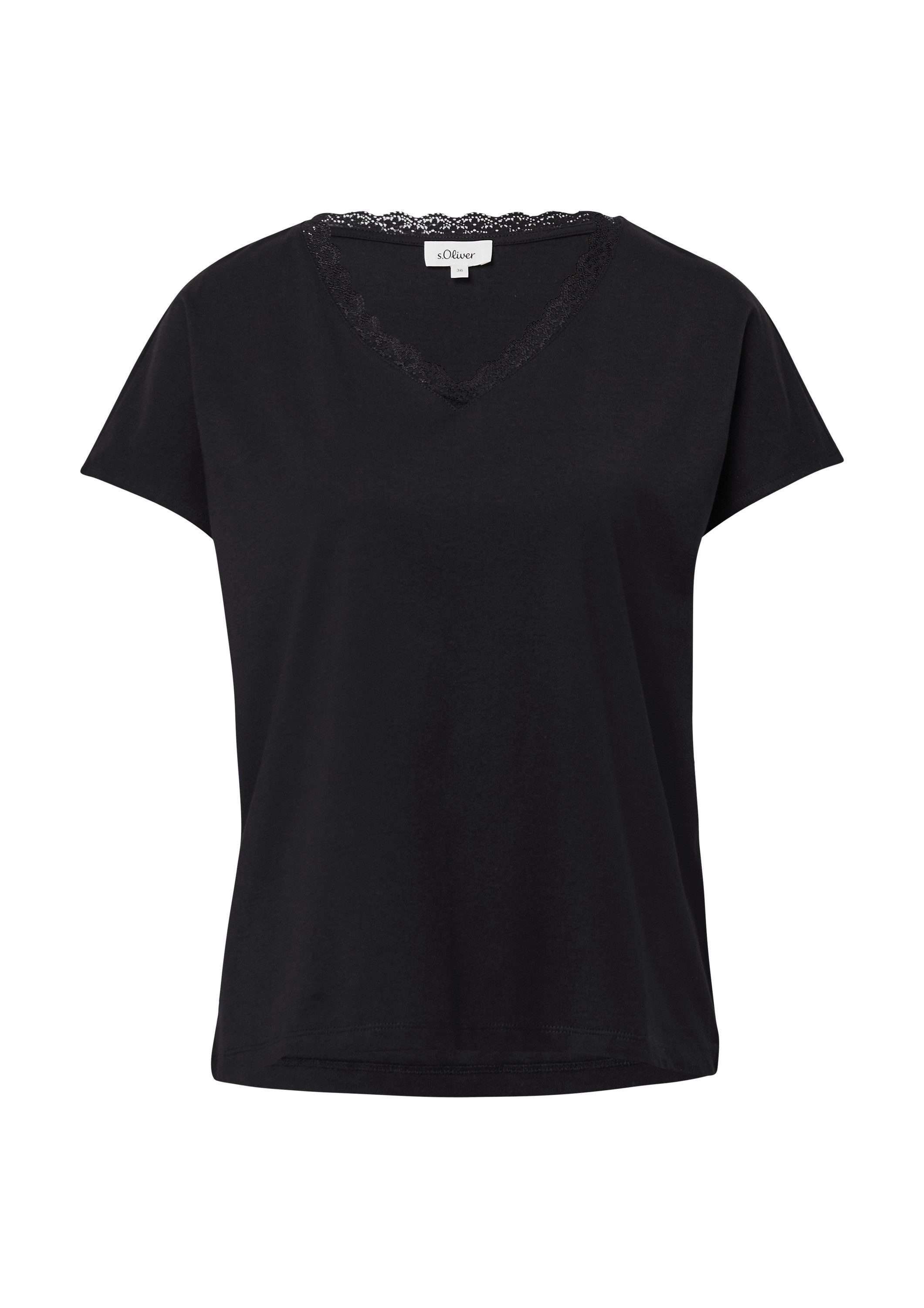 s.Oliver Kurzarmshirt T-Shirt T-Shirt mit Spitze aus Modalmix günstig online kaufen
