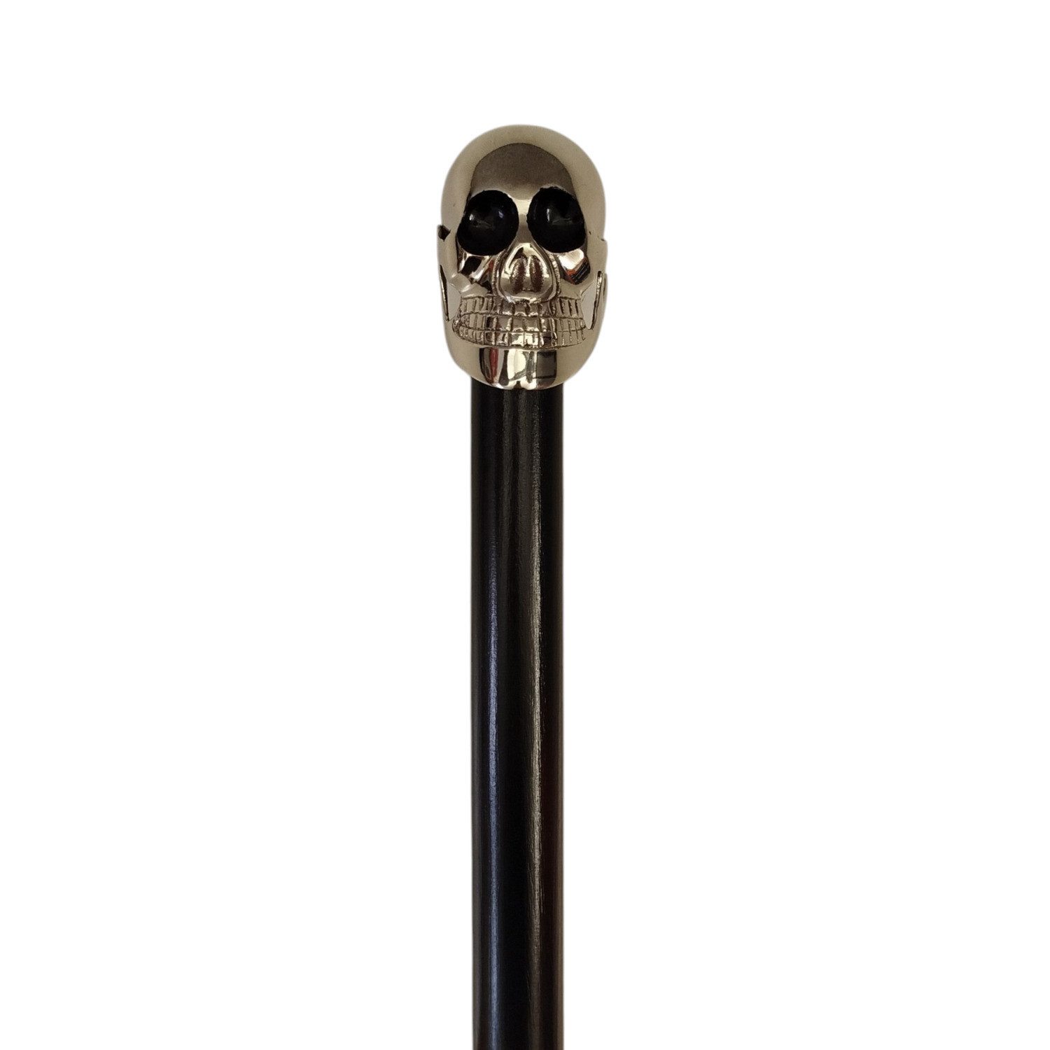 FTWdesign Frackstock Totenkopf Spazierstock aus Holz mit silbernem Griff aus Metall