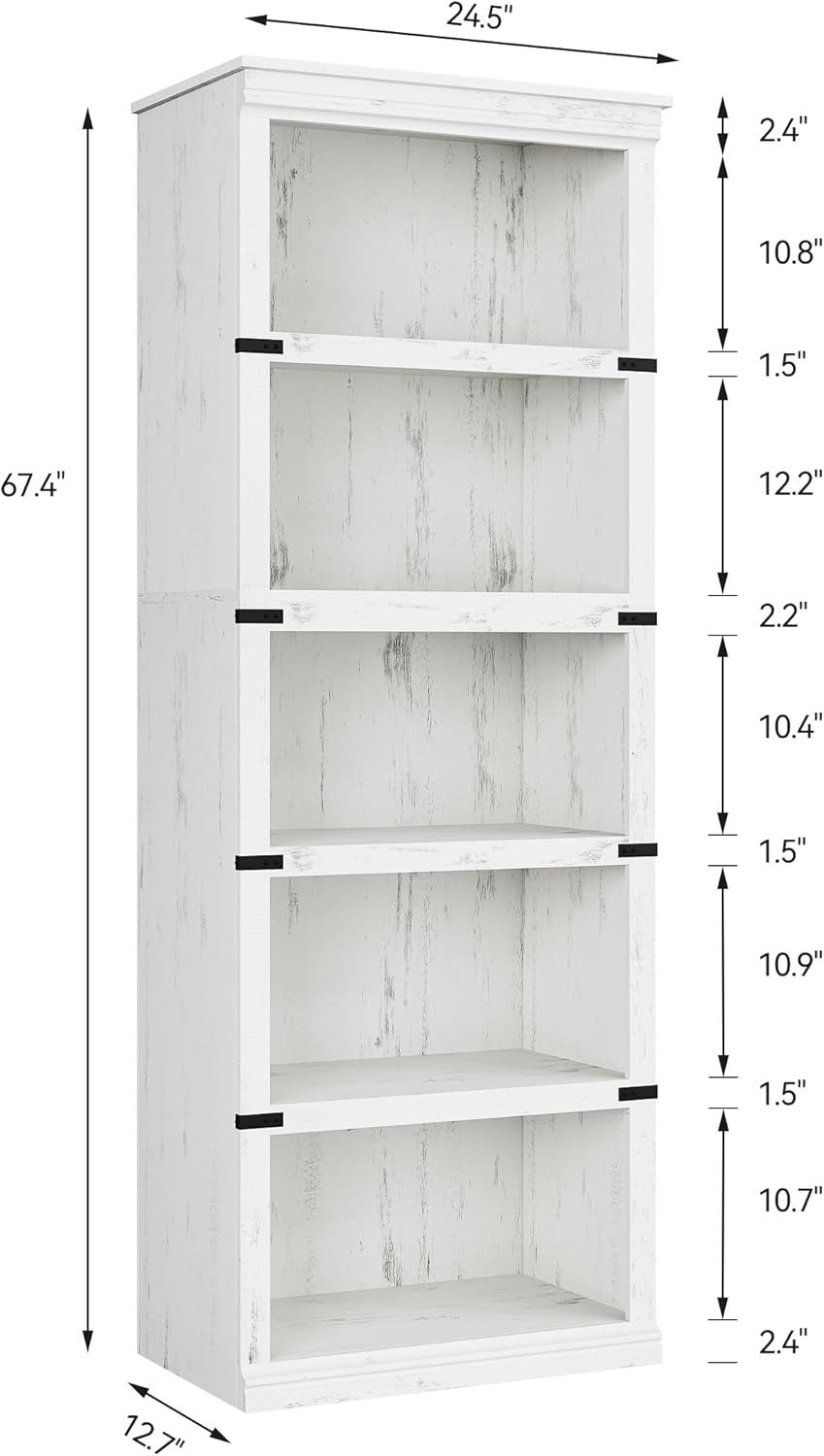 GarveeMore Bücherregal 5 Etagen Bücherregal, Hohe Bücherregal Holz Offene A günstig online kaufen