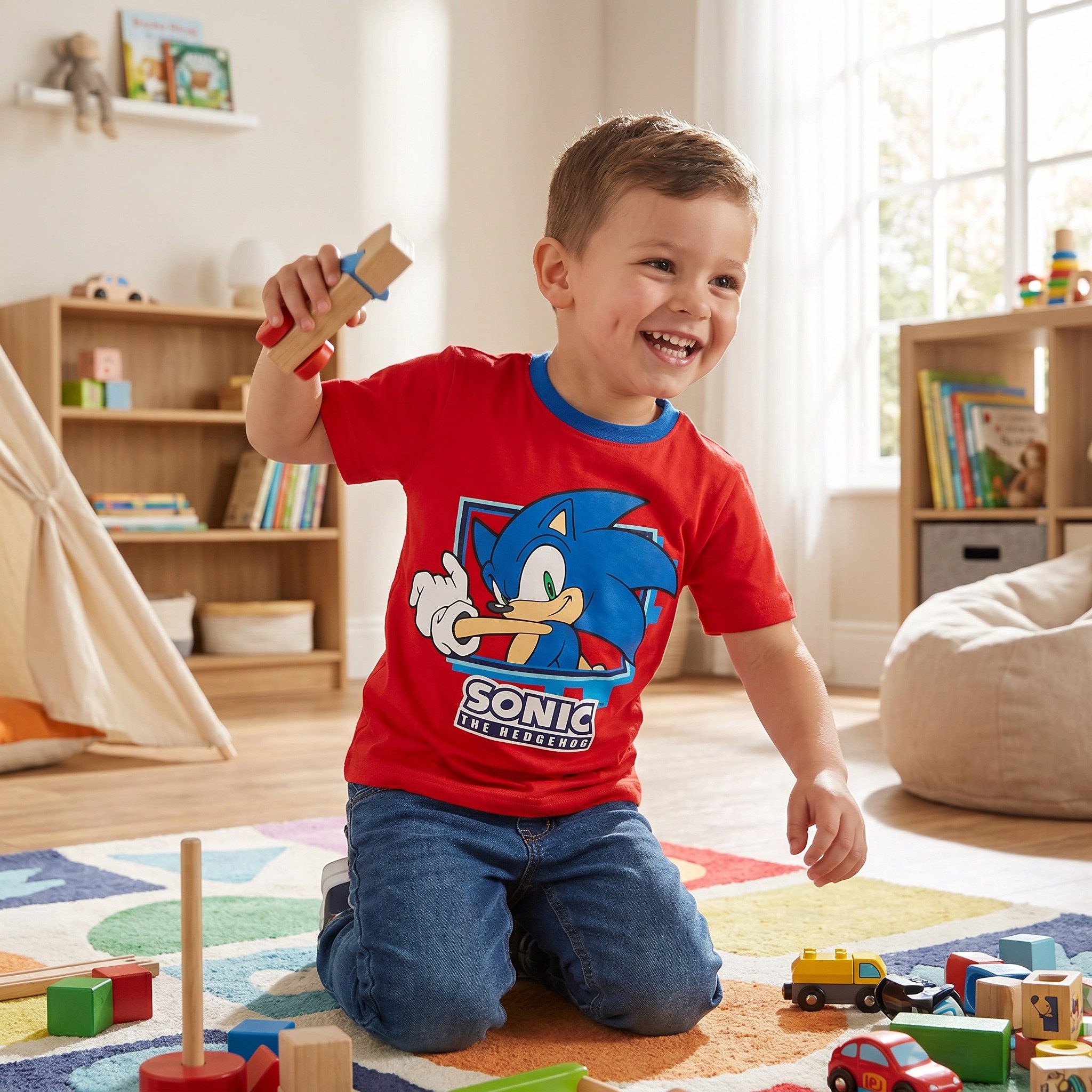 Sonic The Hedgehog Print-Shirt Sonic The Hedgehog Kinder Junge kurzarm T-Shirt Shirt Gr. 98 bis 128 - 100% Baumwolle