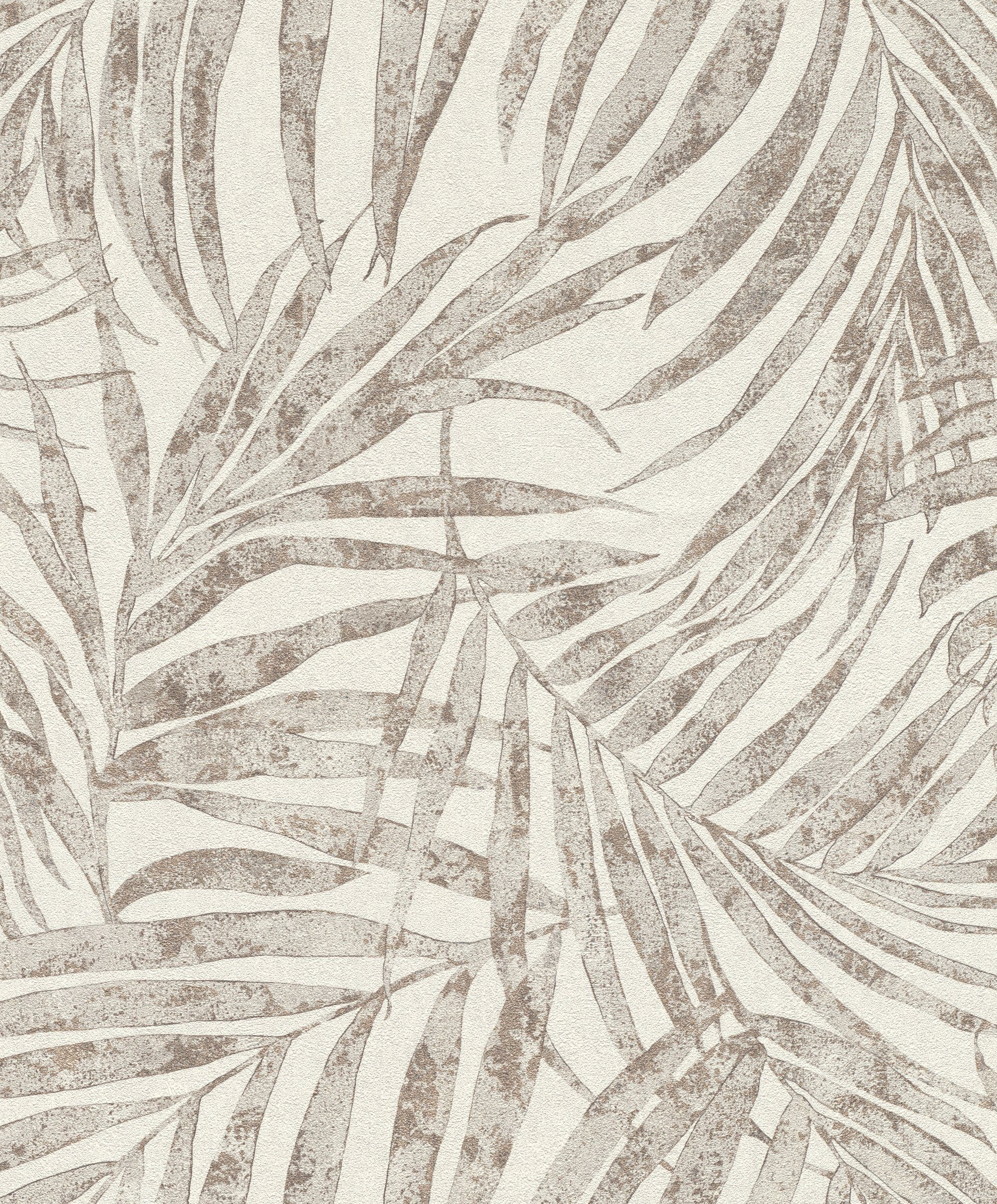 Rasch Vliestapete Linares, botanisch, tropisch, (1 St), gut lichtbeständig, hochwaschbeständig grau/weiß/gold