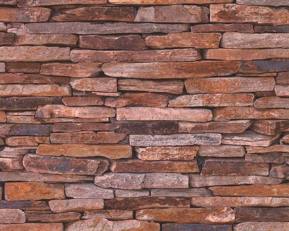 living walls Vliestapete Best of Wood`n Stone 2nd Edition, glatt, Steinoptik, gemustert, Motiv, Landhaus Tapete Stein Tapeten Wohnzimmer modern Flur Design Wandtapete