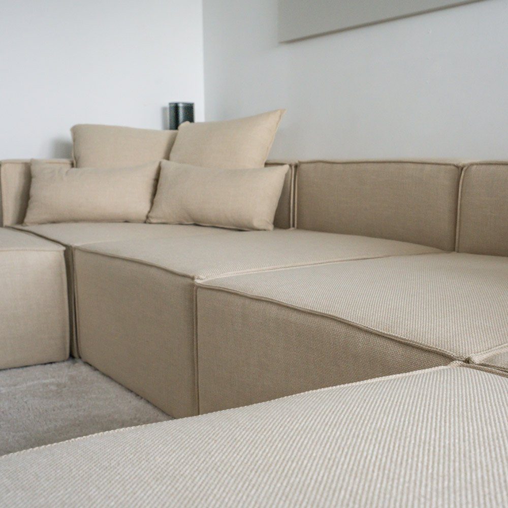 VERONA Wohnlandschaft Modulares Ecksofa XL, Beige HOME DELUXE Modulsofa Sofa Sofa