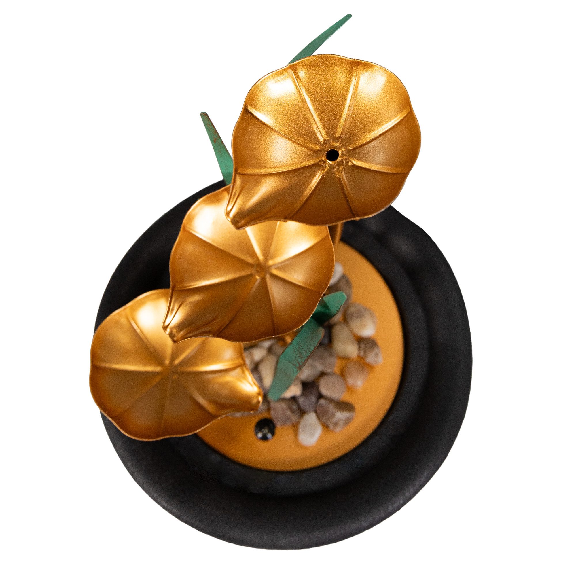 Lemodo Zimmerbrunnen Dekobrunnen mit Metallblätter, 3 Stufen, 23 cm Breite