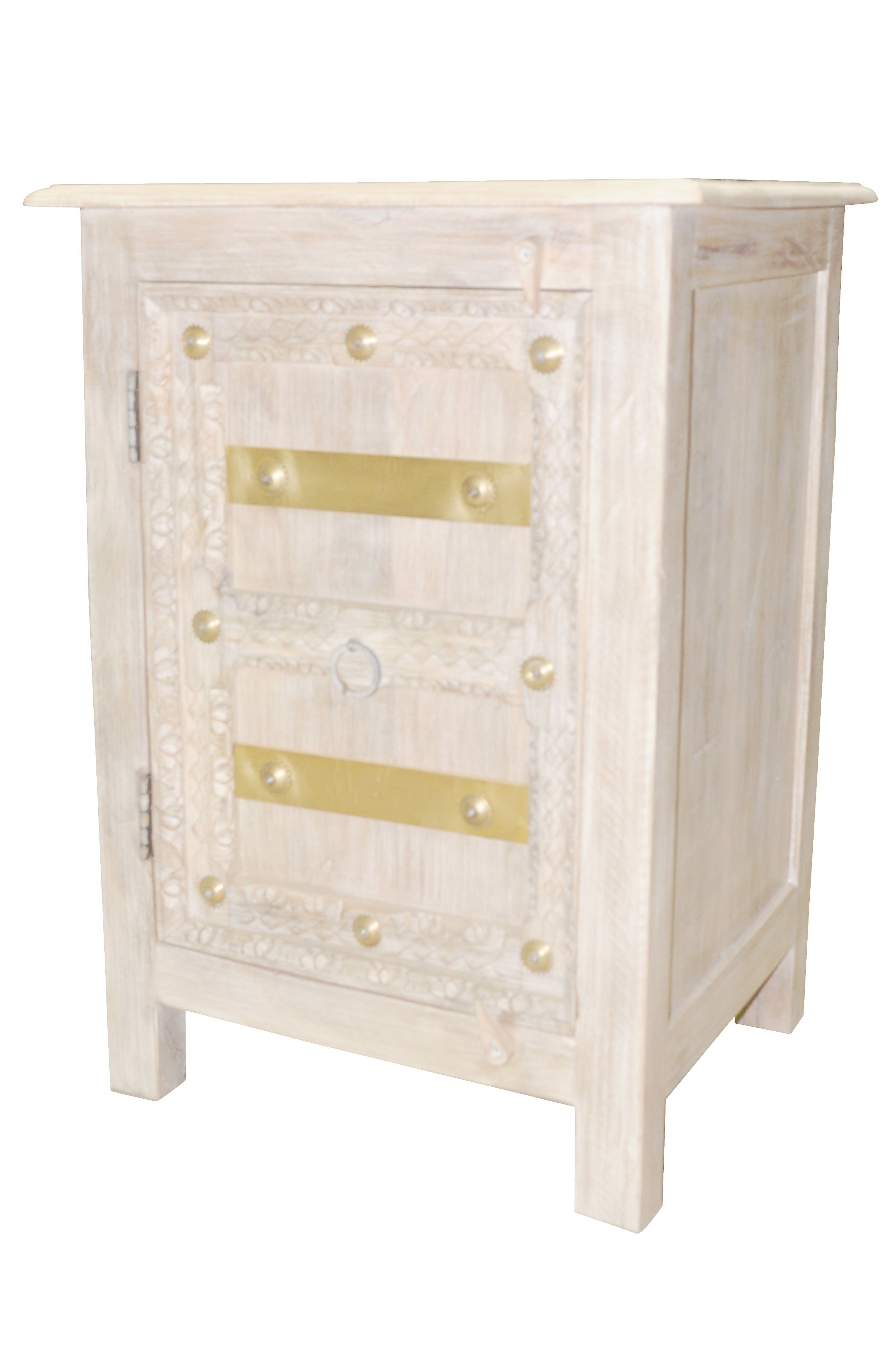 Marrakesch Orient & Mediterran Interior Nachttisch Indischer Nachttisch Santino handgefertigt aus Massivholz 70 cm Deko (1-St), Handarbeit