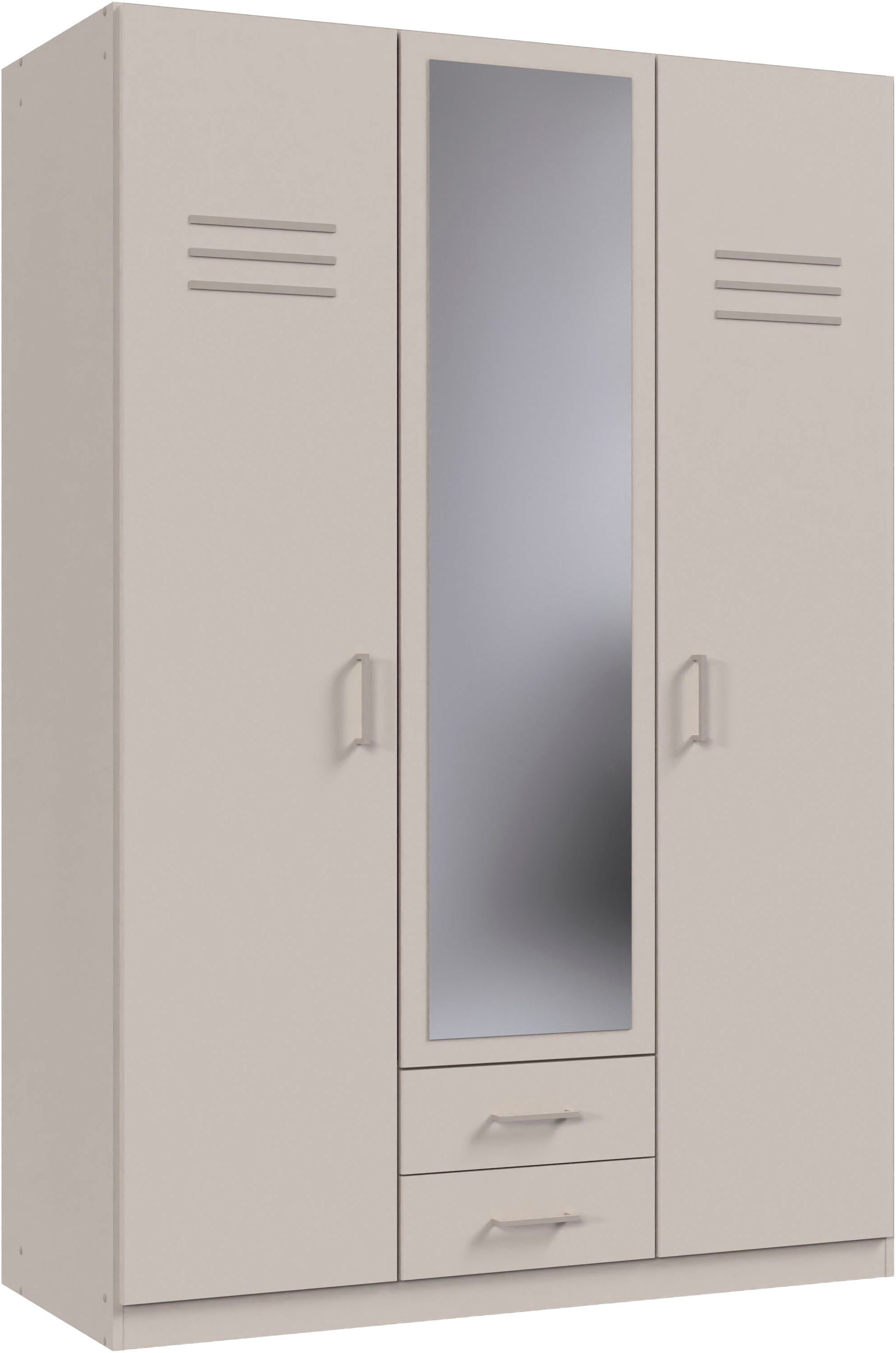 Wimex Drehtürenschrank Coventry in den Breiten: 135 & 180cm erhältlich, Farbe: Kaschmir Kleiderschrank mit Spiegel und zwei Schubladen