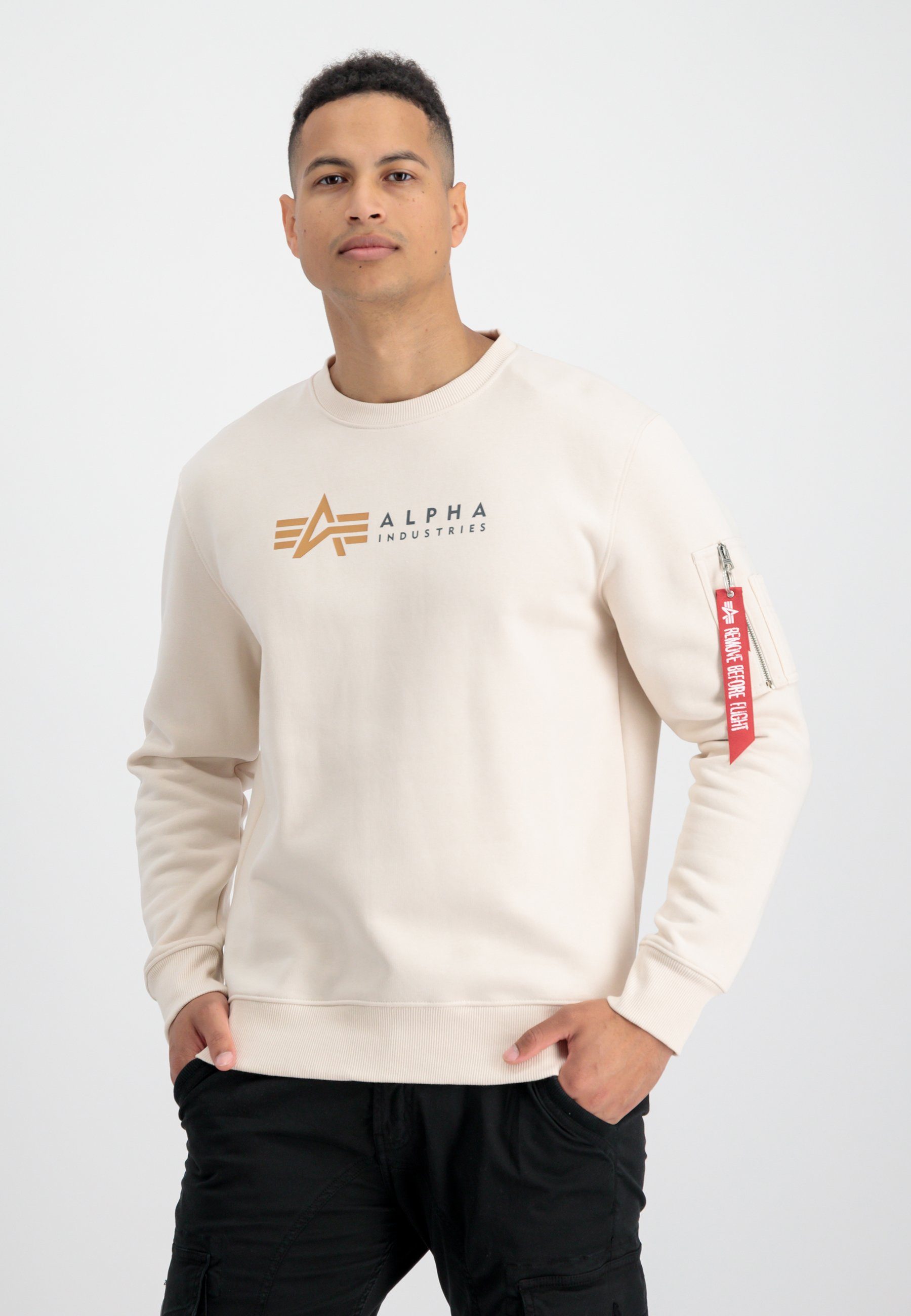 [VERKAUF] Alpha Industries Sweater Alpha Sweatshirts Industries - jet Alpha Label stream white Sweater Men