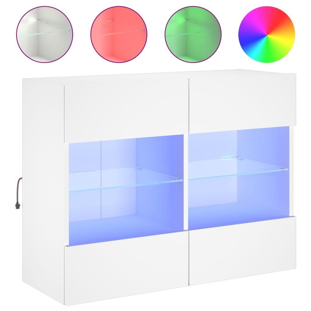 TV-Wand TV-Wandschrank mit LED-Leuchten Weiß 78,5x30x60,5 cm