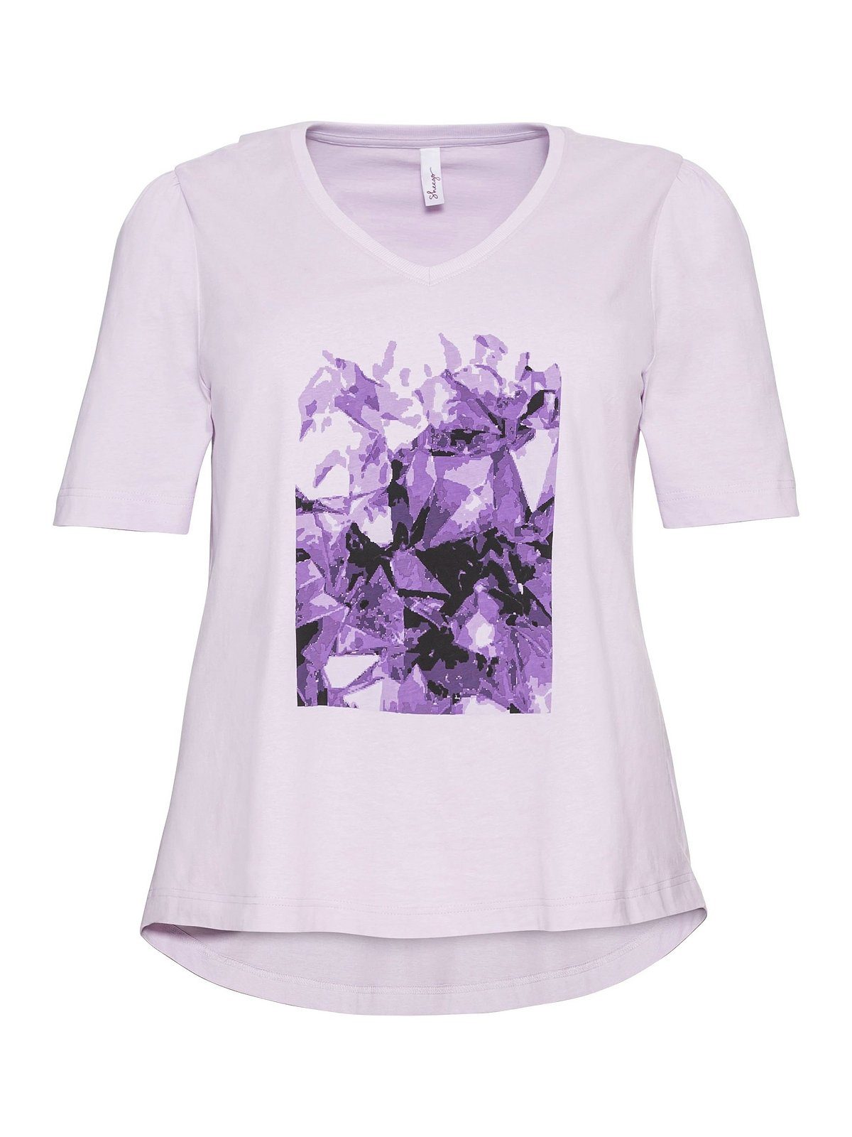 Sheego T-Shirt Große Größen Frontdruck Baumwolle lavendel mit aus