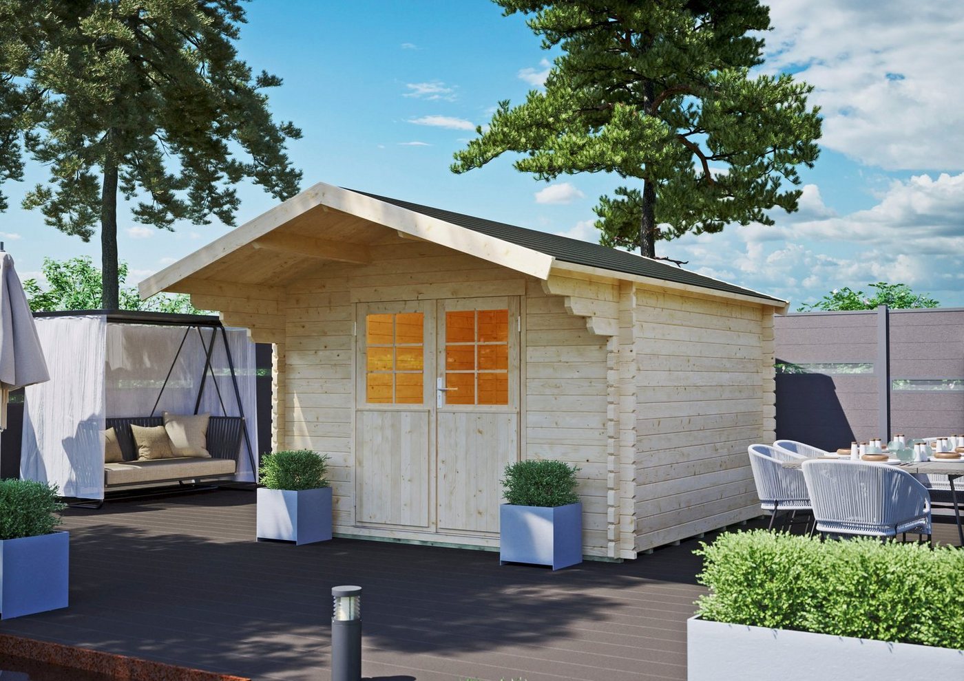 Thumbnail - Kiehn-Holz Gartenhaus Hainberg, BxT: 340x443 cm, aus naturbelassenem Fichtenholz