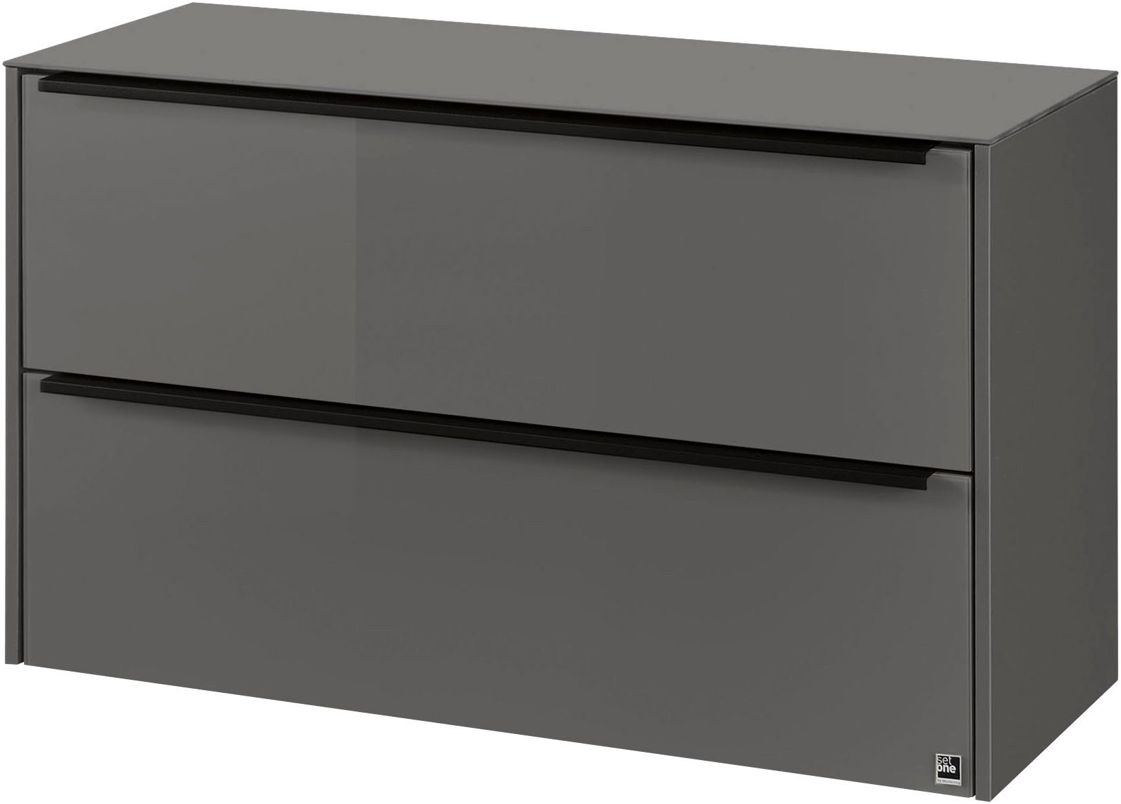 set one by Musterring Lowboard reno-Dielen (1 St), Mit 2 Schubkästen und Glasfronten in 2 Farben, B72 x H44 x T32 cm